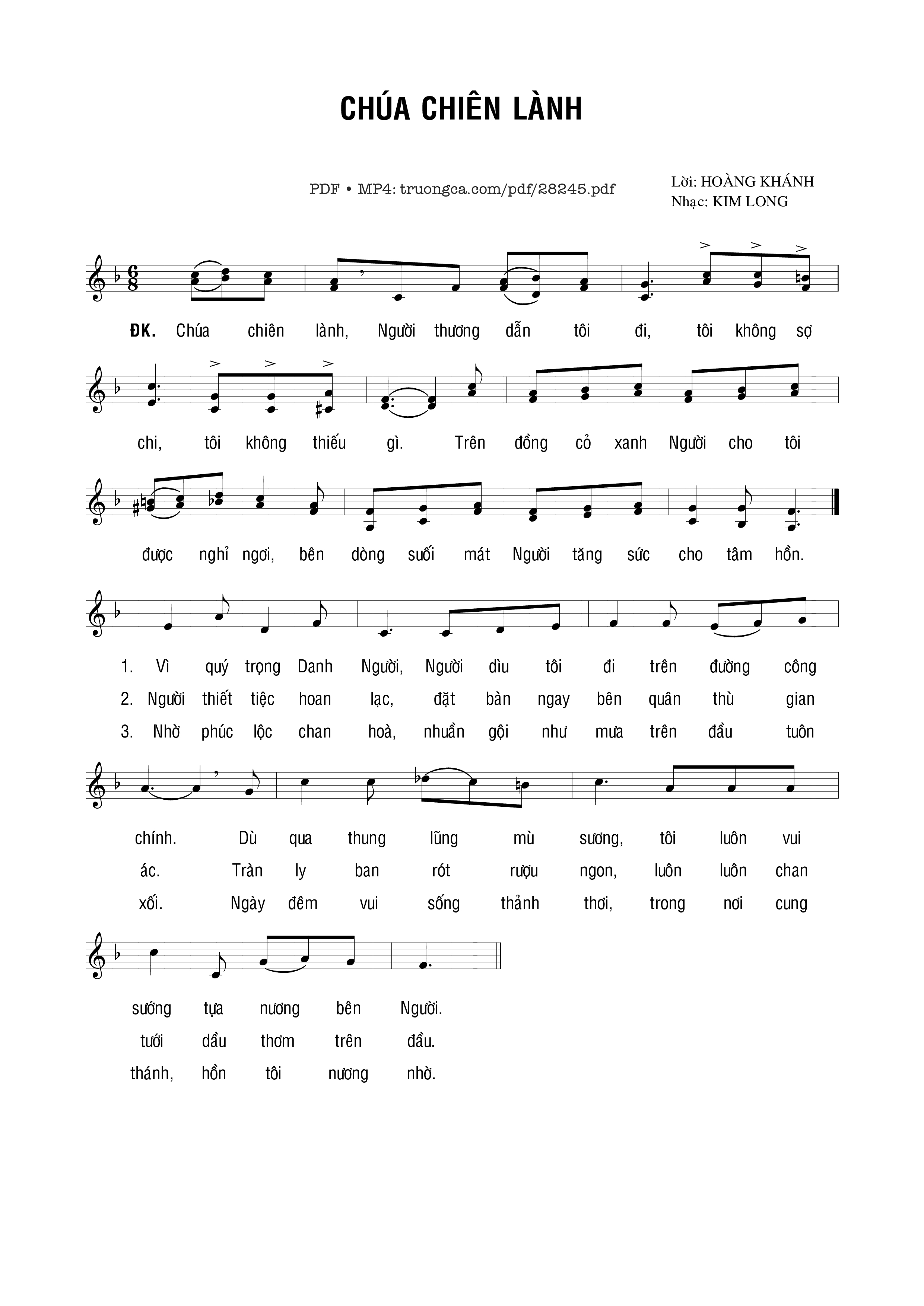 Sheet PDF of Chúa Chiên Lành