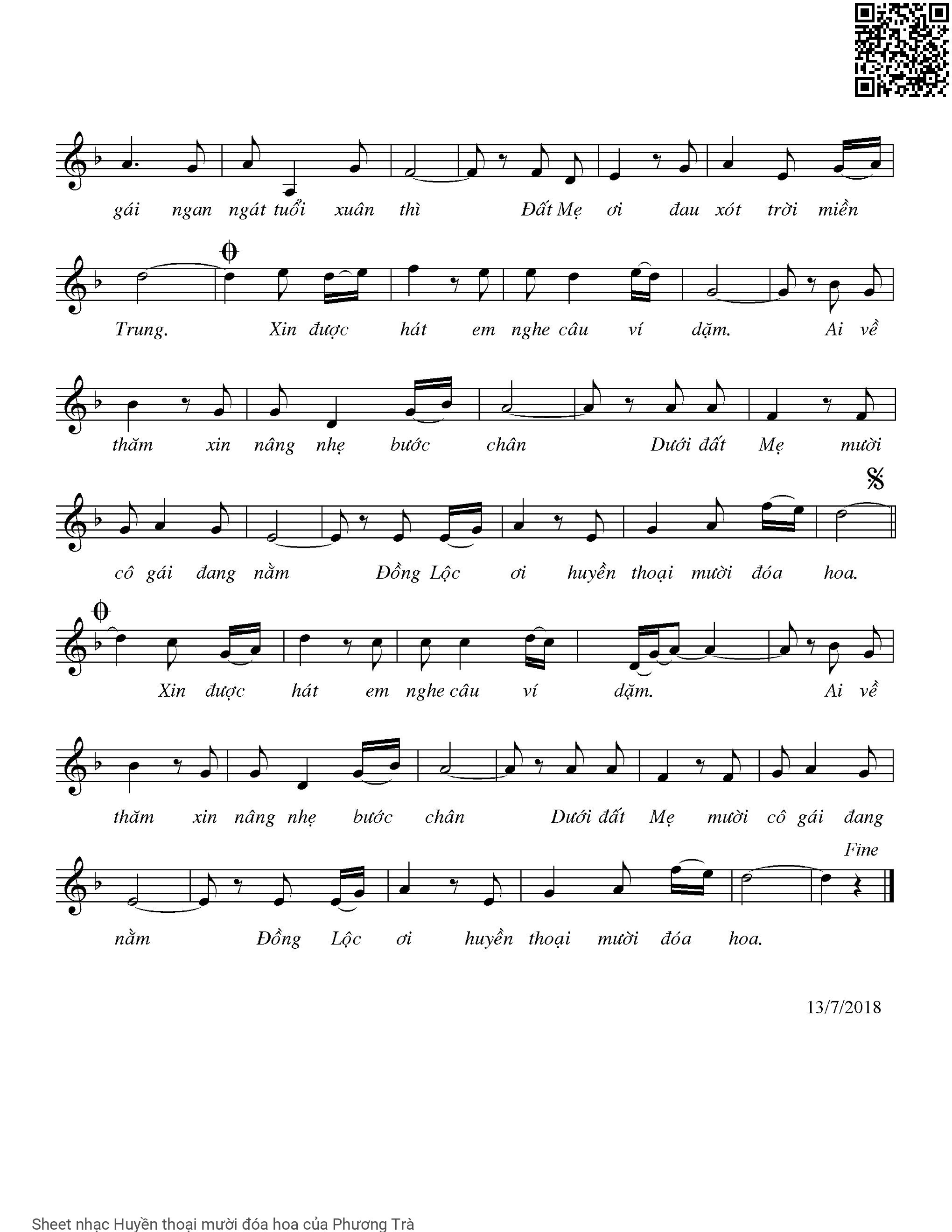 Page 2 of Sheet music PDF Huyền thoại mười đóa hoa - Phương Trà