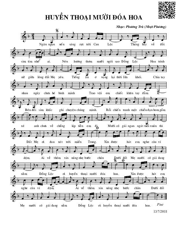 Page 3 of Sheet music PDF Huyền thoại mười đóa hoa - Phương Trà