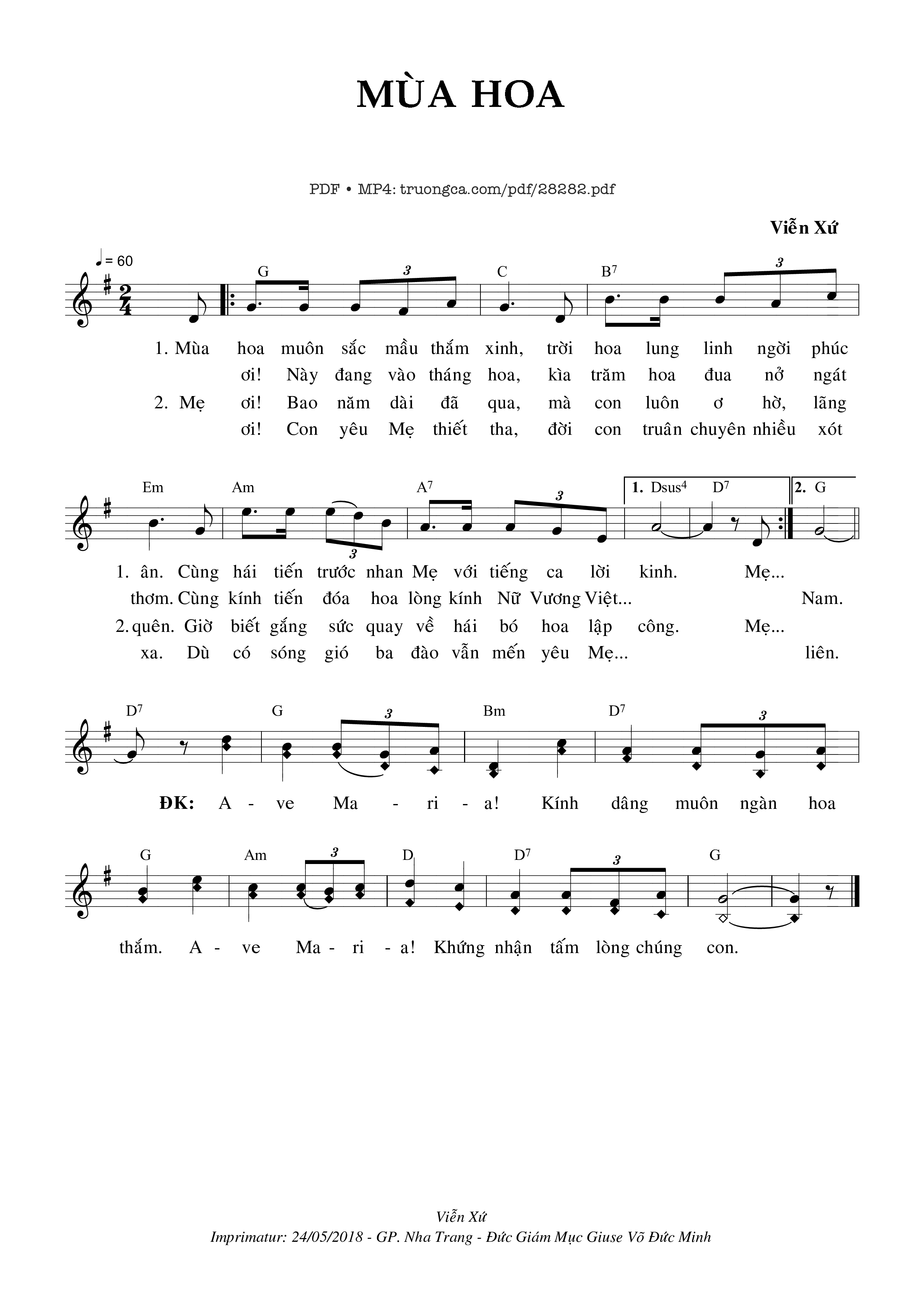 Page 1 of Sheet music PDF Mùa Hoa - Viễn Xứ