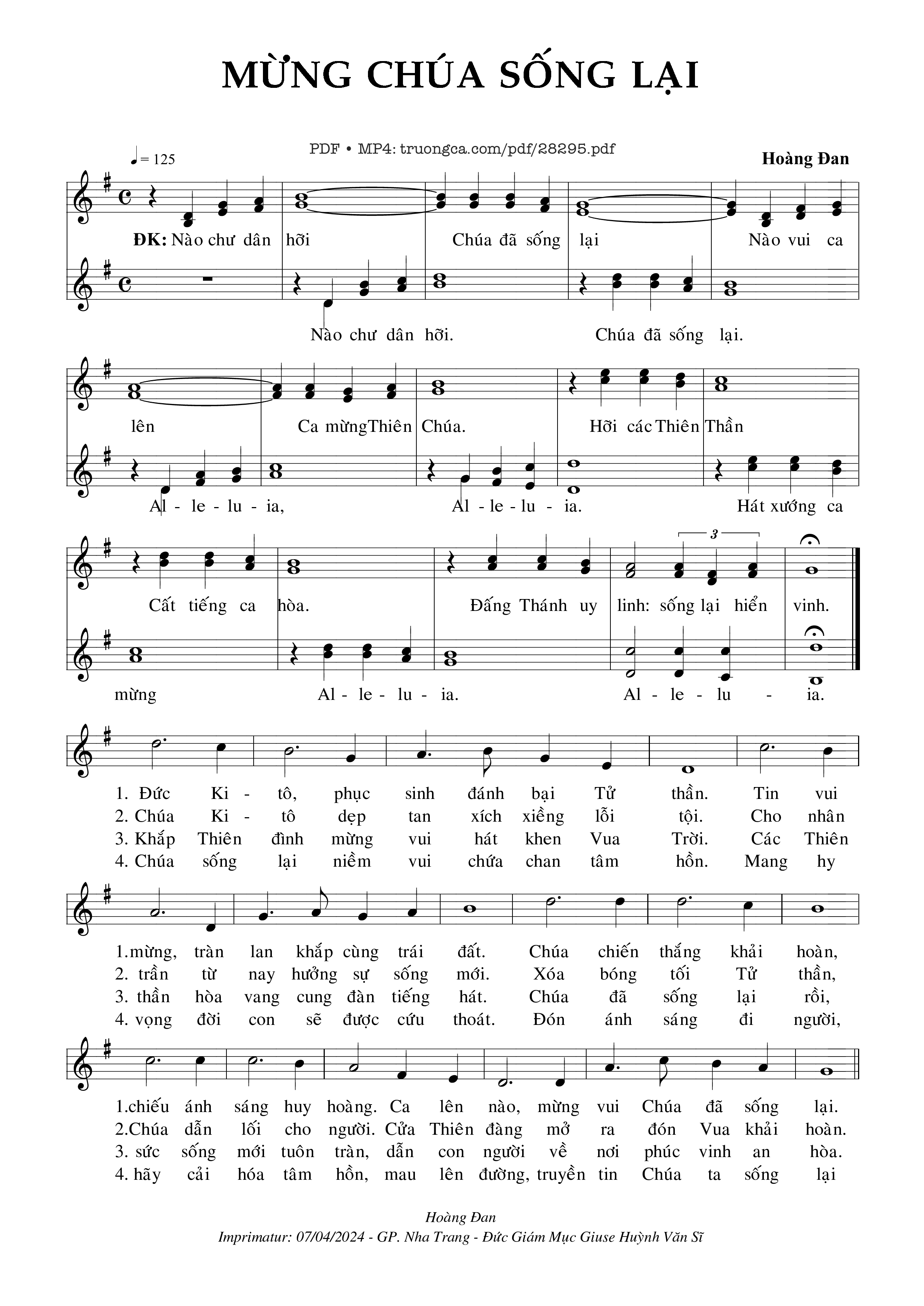 Sheet PDF of Mừng Chúa Sống Lại