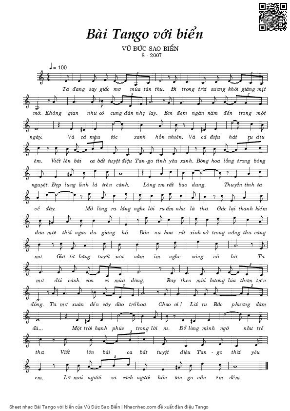 Sheet PDF of Bài Tango với biển
