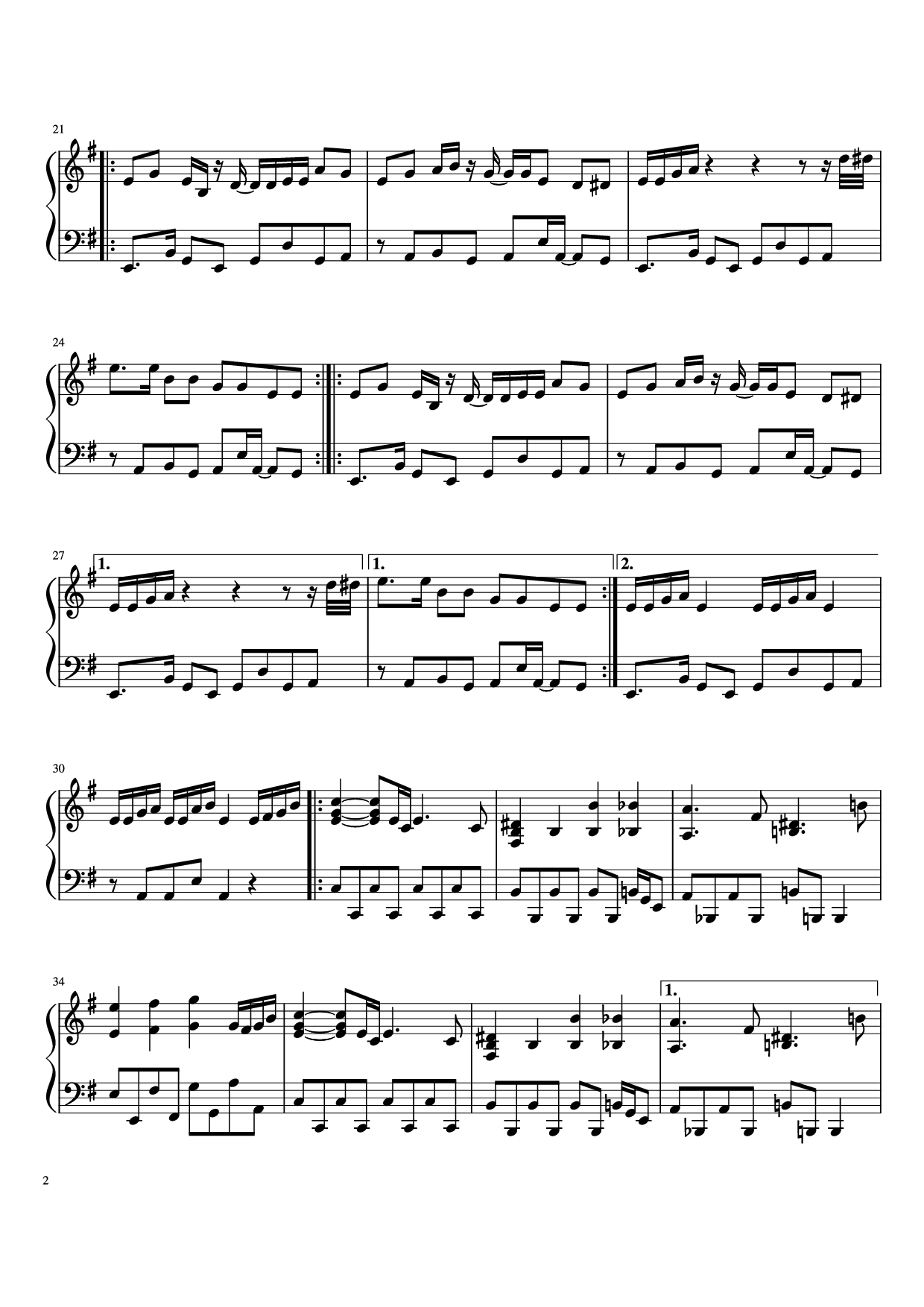 Page 2 of Sheet music PDF Piano Death by Glamour Piano - By: Toby Fox
