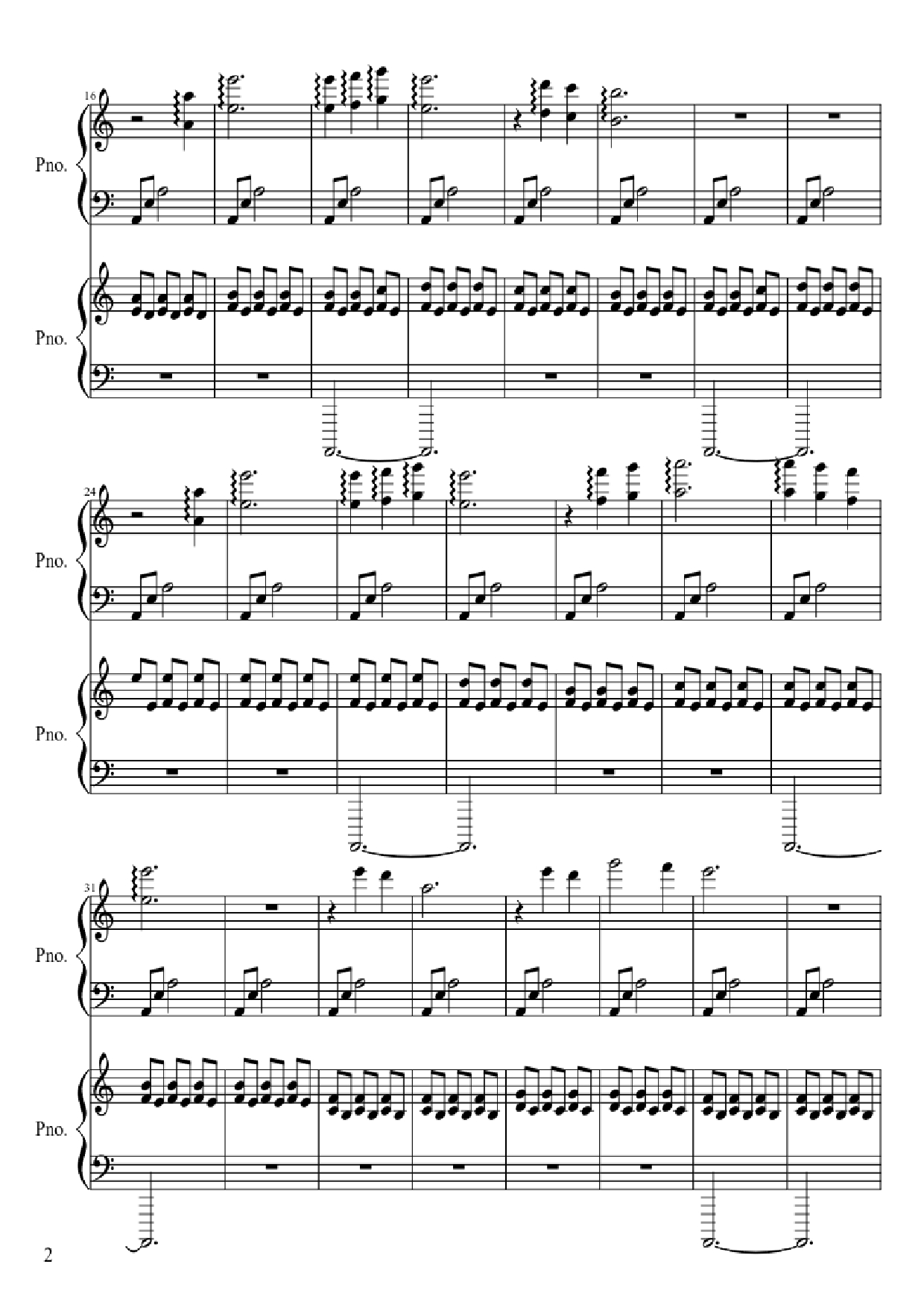 Page 2 of Sheet music PDF Piano Gwyn, Lord of Cinder Piano - Composed by Motoi Sakuraba