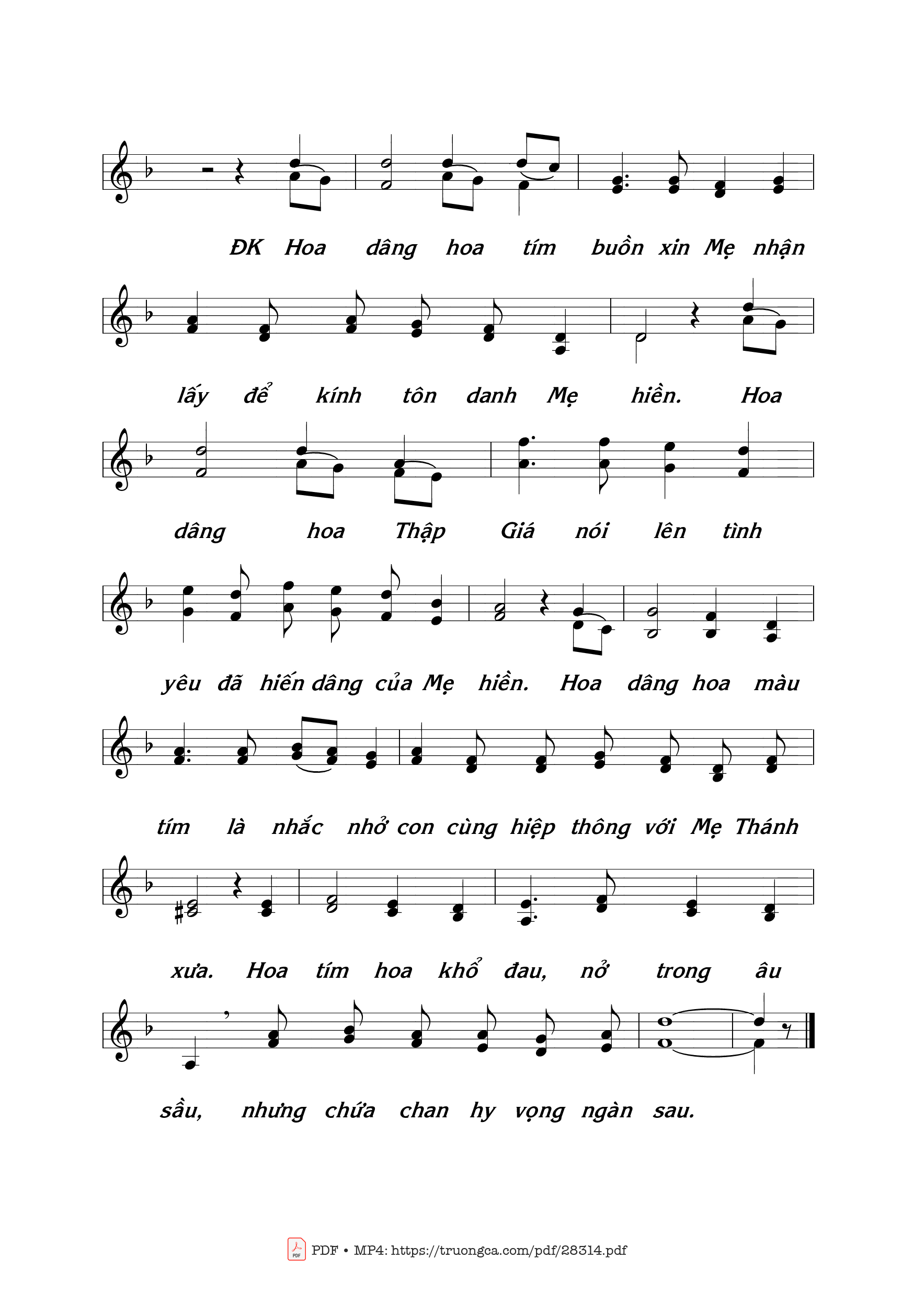Page 2 of Sheet music PDF Hoa Tím Dâng Mẹ - Thái Nguyên