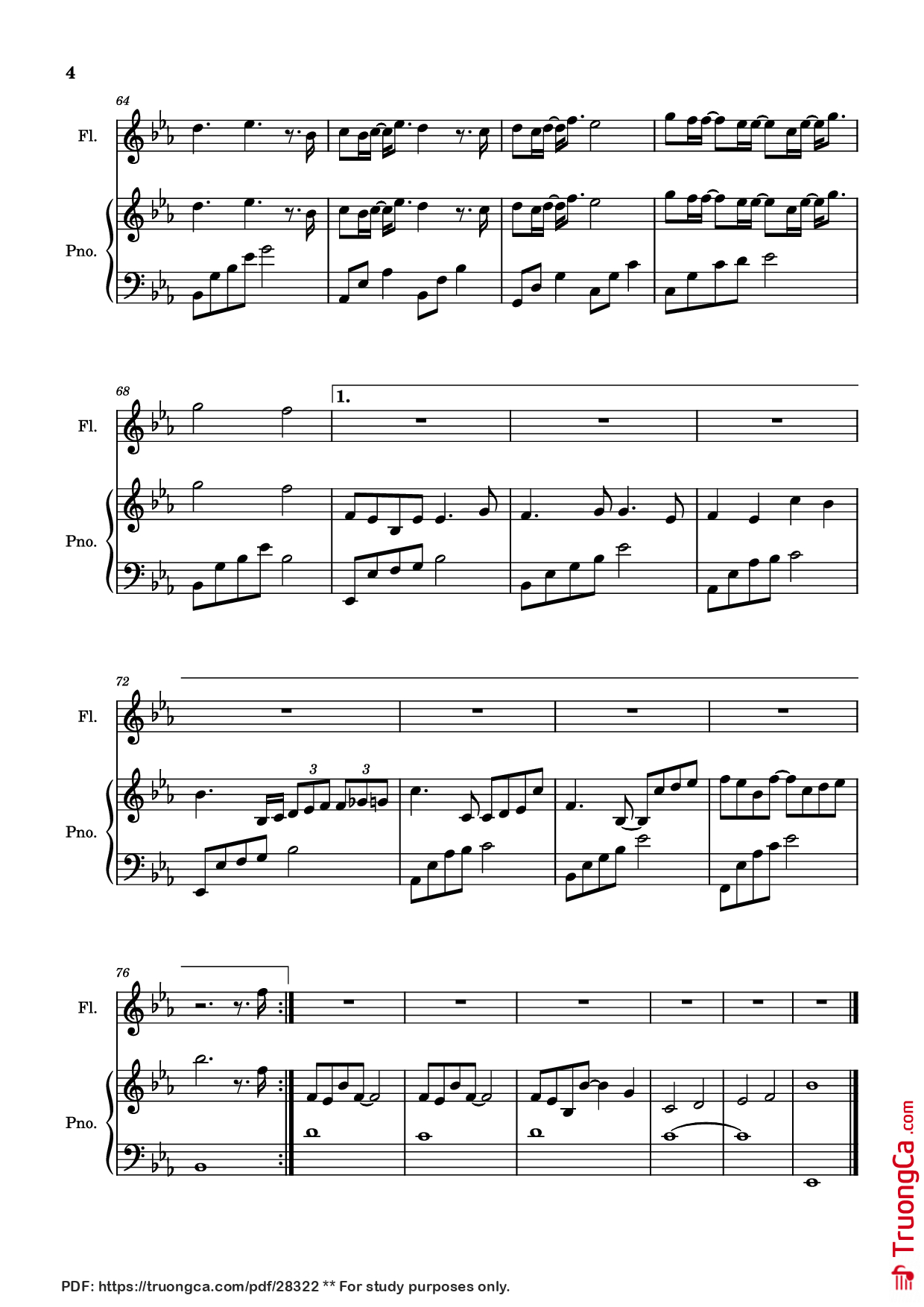 Page 4 of Sheet music PDF Piano 离开你以后 Piano-Flute - Eric 周兴哲