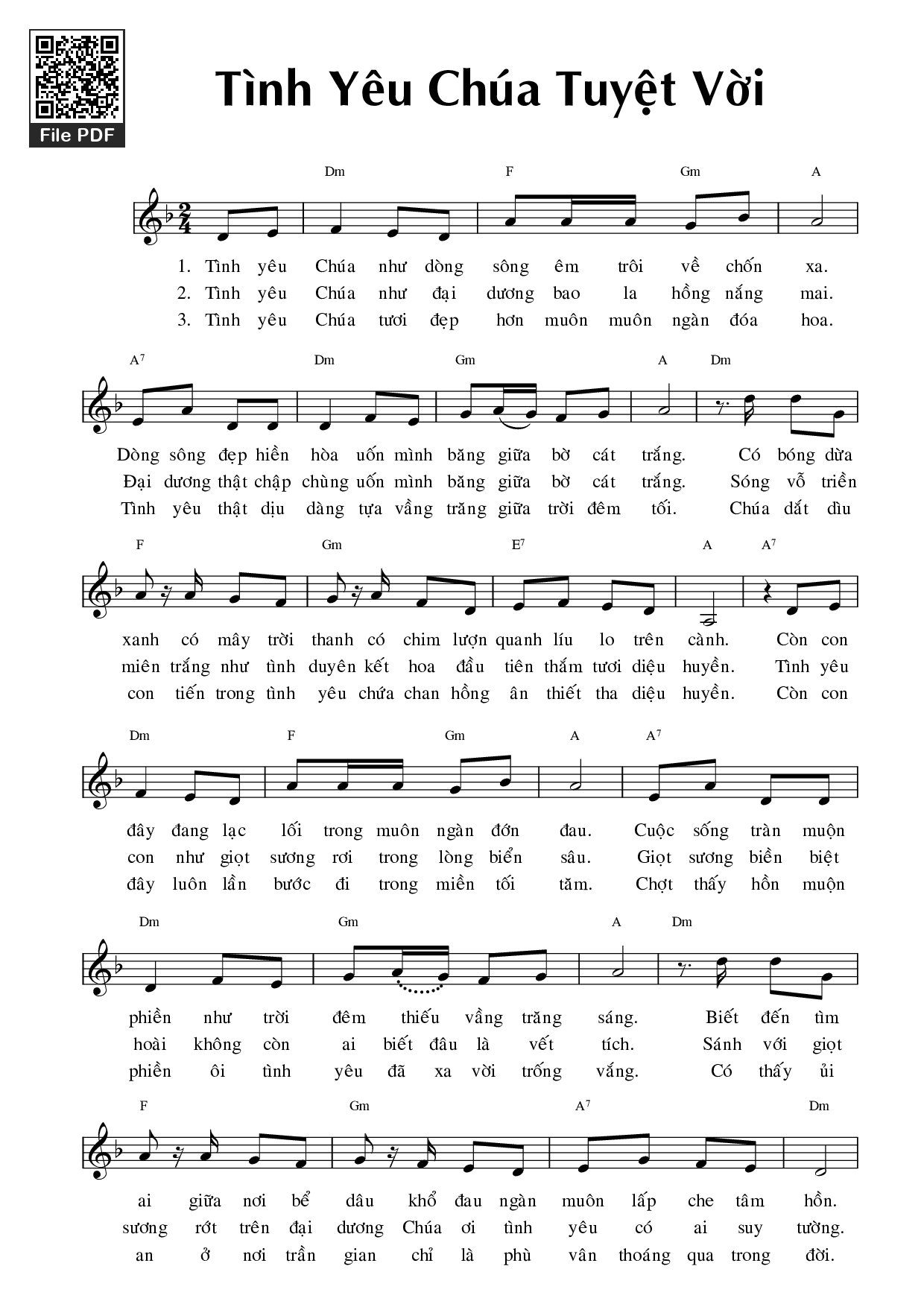 Sheet PDF of Tình yêu Chúa tuyệt vời