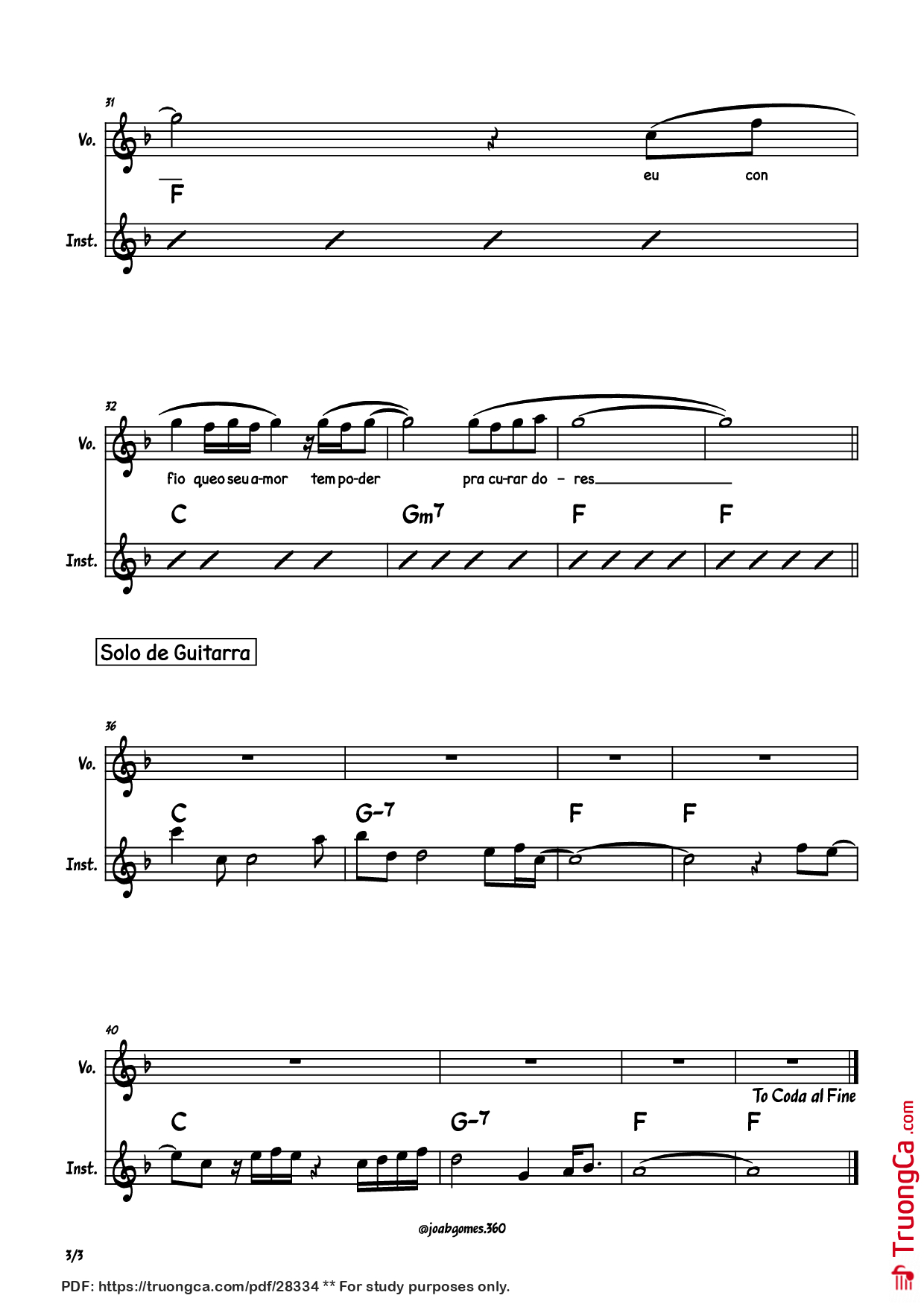 Page 3 of Sheet music PDF Piano Vou deixar na cruz Piano - Compositor: Kleber Lucas