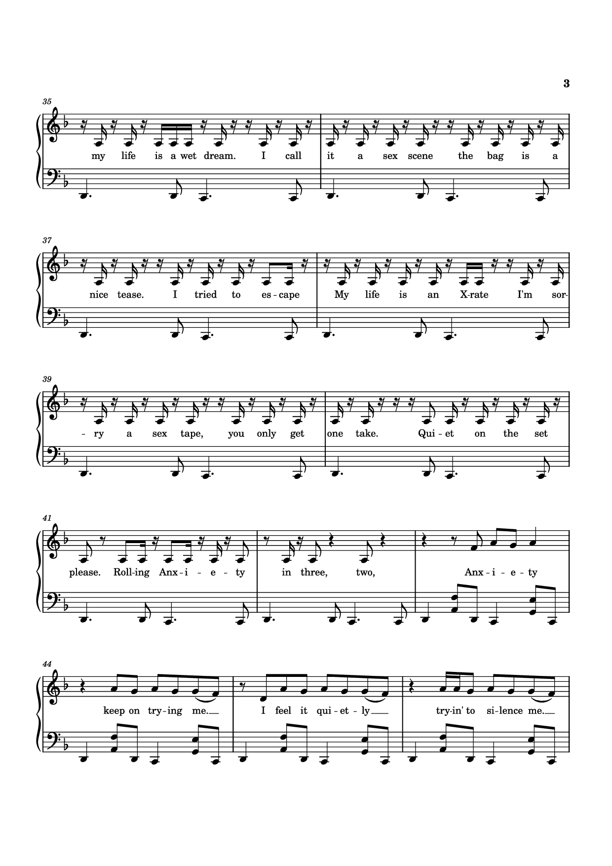Page 3 of Sheet music PDF Anxiety Piano - Doechii