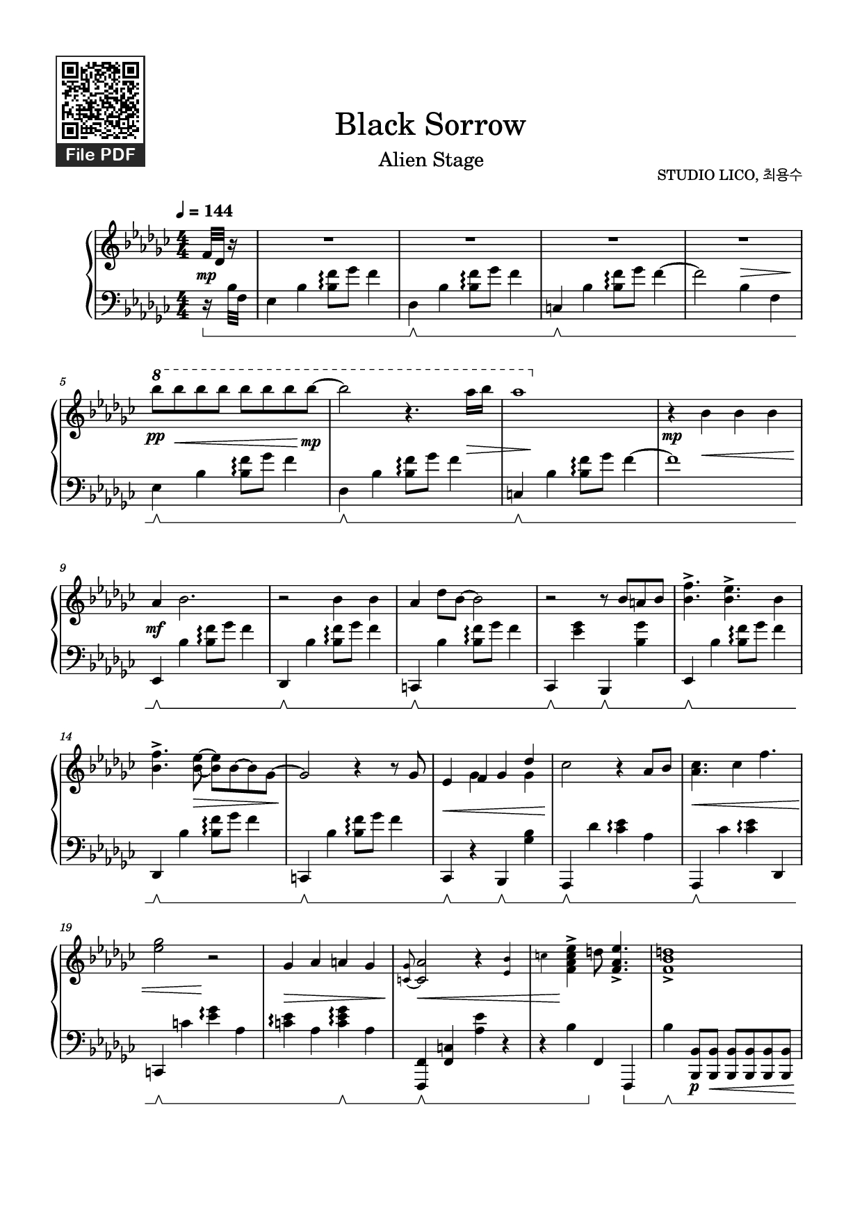 Sheet PDF of Black Sorrow Piano