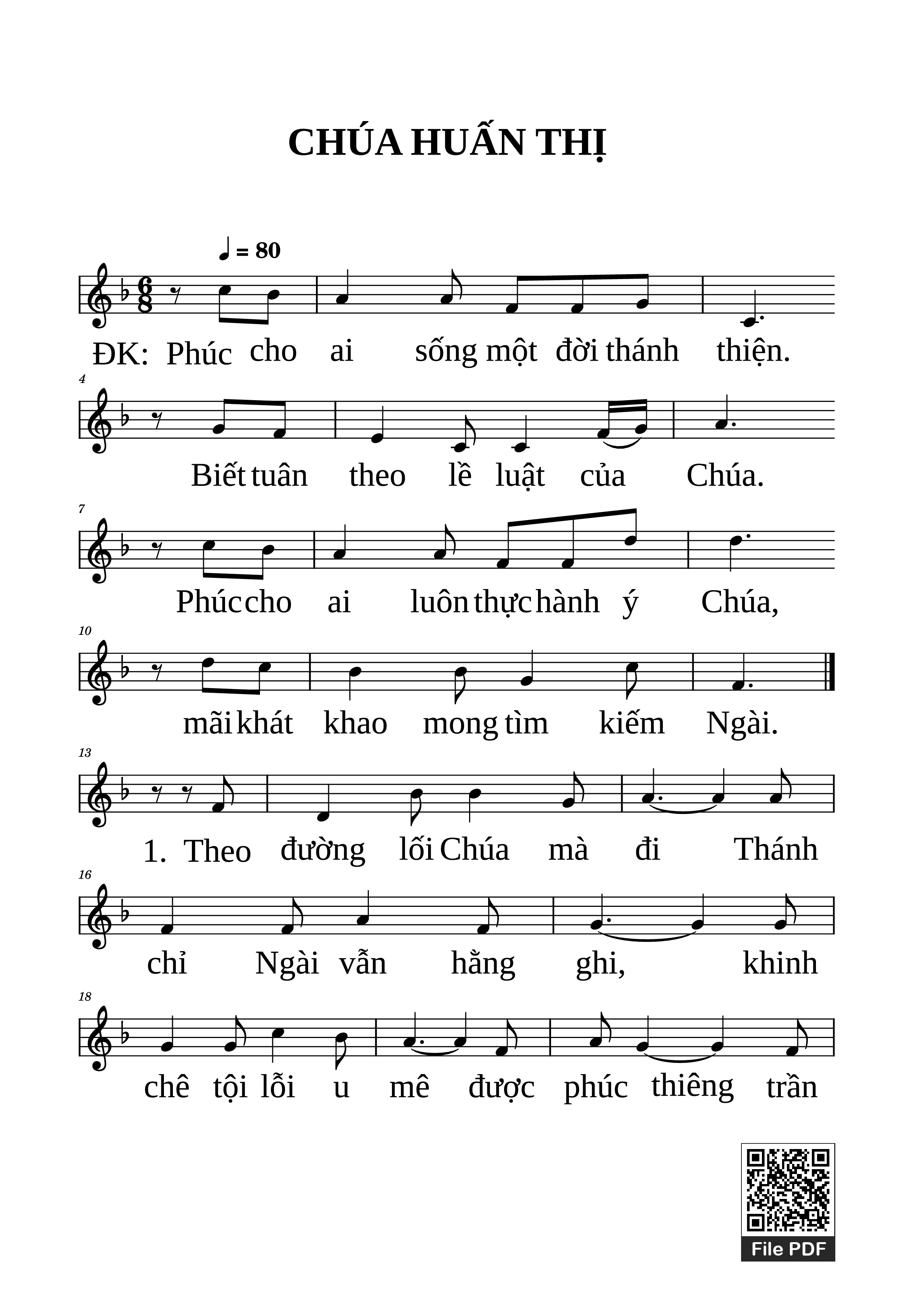 Page 1 of Sheet music PDF Piano Chúa Huấn Thị - Quang Uy