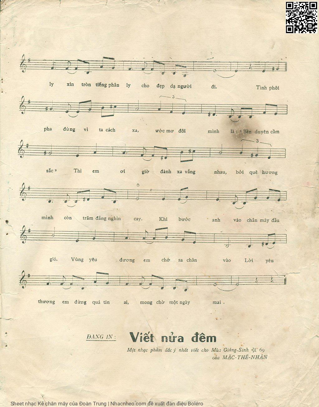 Page 3 of Sheet music PDF Kẻ chân mây - Đoàn Trung