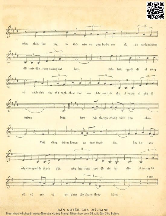 Page 3 of Sheet music PDF Kể chuyện trong đêm - Hoàng Trang