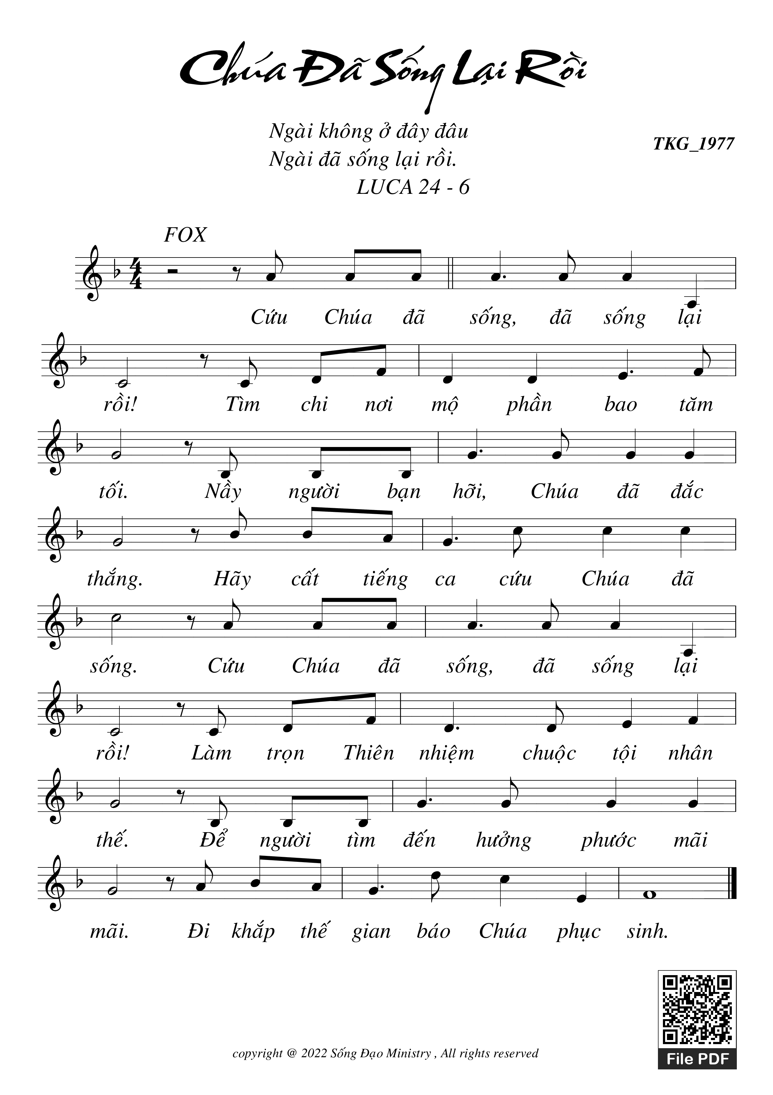 Sheet PDF of Liên khúc Chúa phục sinh