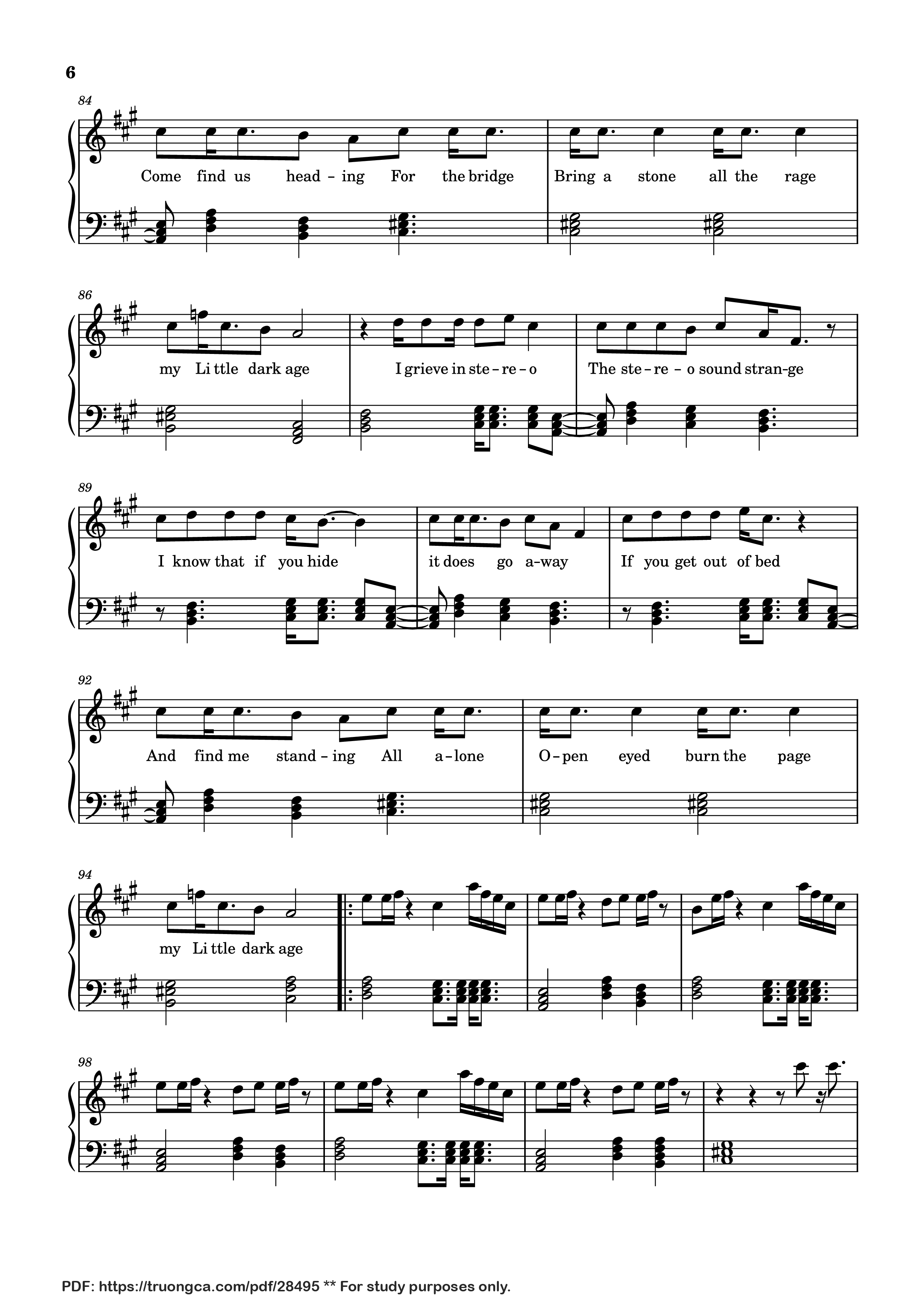 Page 6 of Sheet music PDF Piano Little Dark Age Piano - Orininal song by MGMT