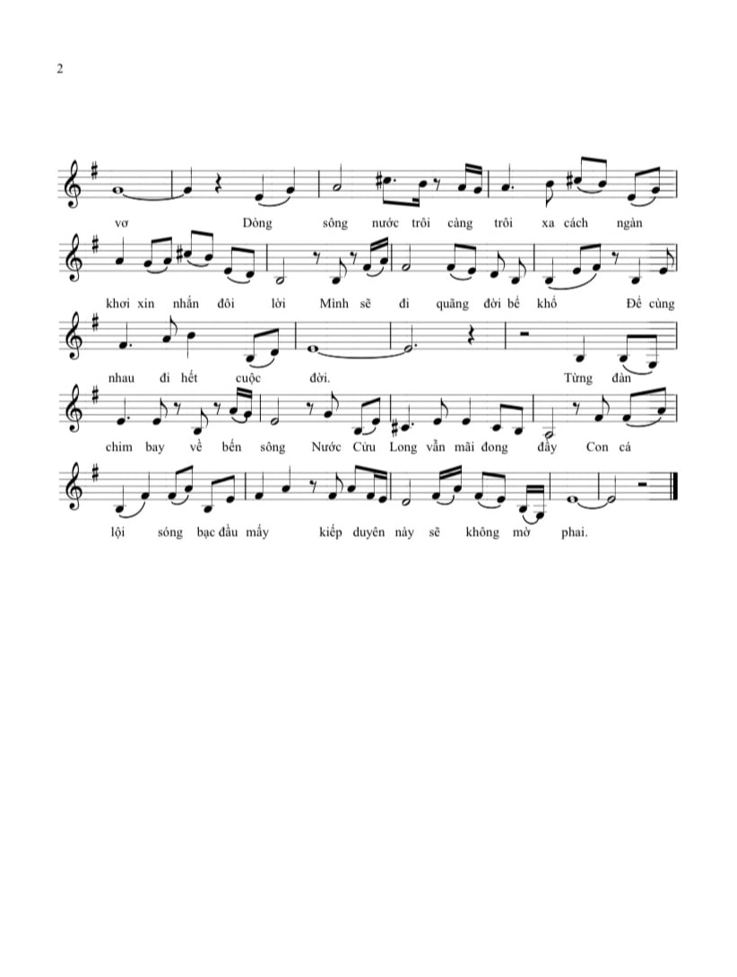 Page 2 of Sheet music PDF Chuyện tình của dòng sông - Trà Bình