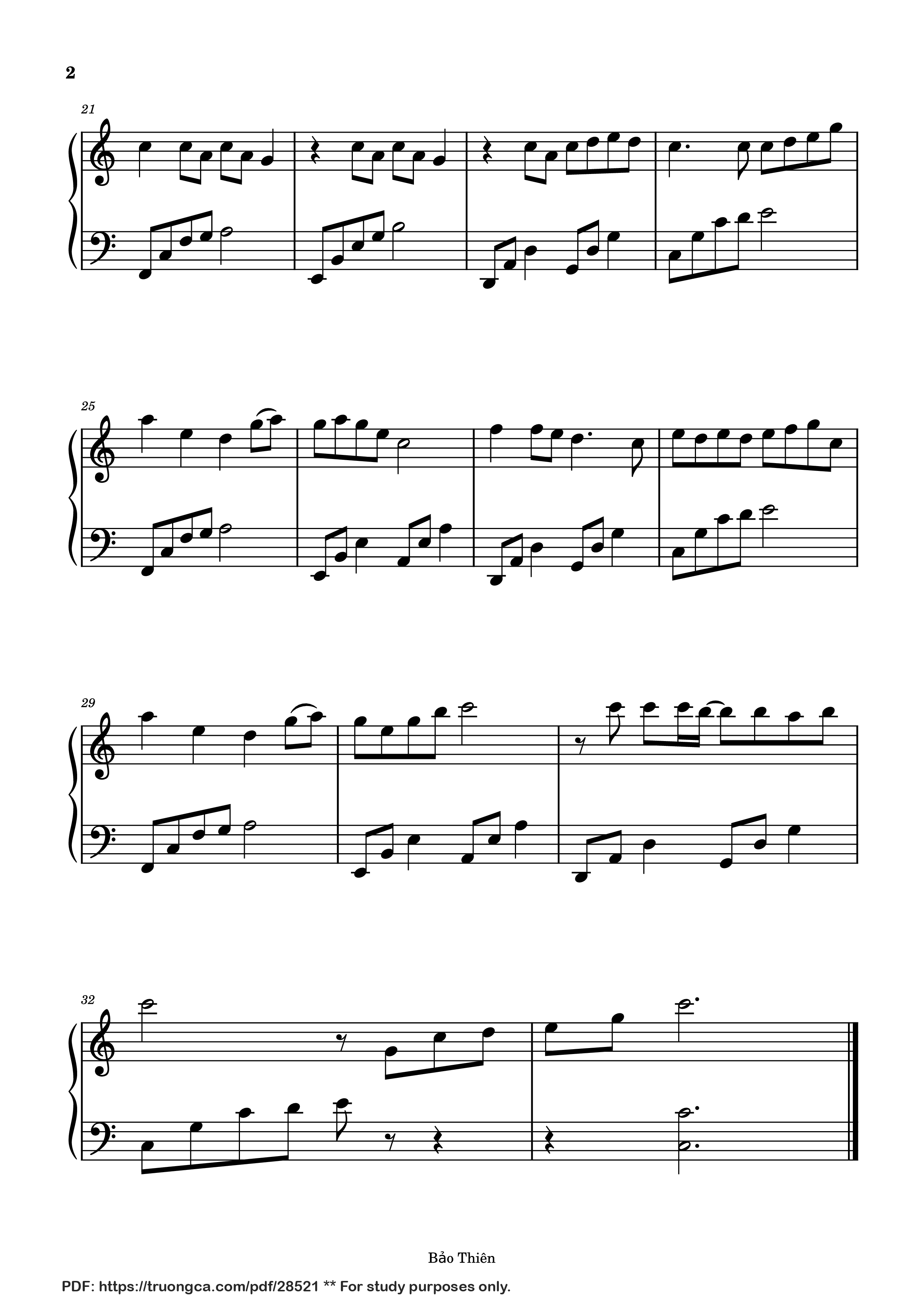 Page 2 of Sheet music PDF Piano Đi Giữa Trời Rực Rỡ Piano (Dễ) - Ngô Lan Hương