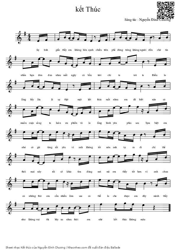 Page 1 of Sheet music PDF Kết thúc - Nguyễn Đình Chương