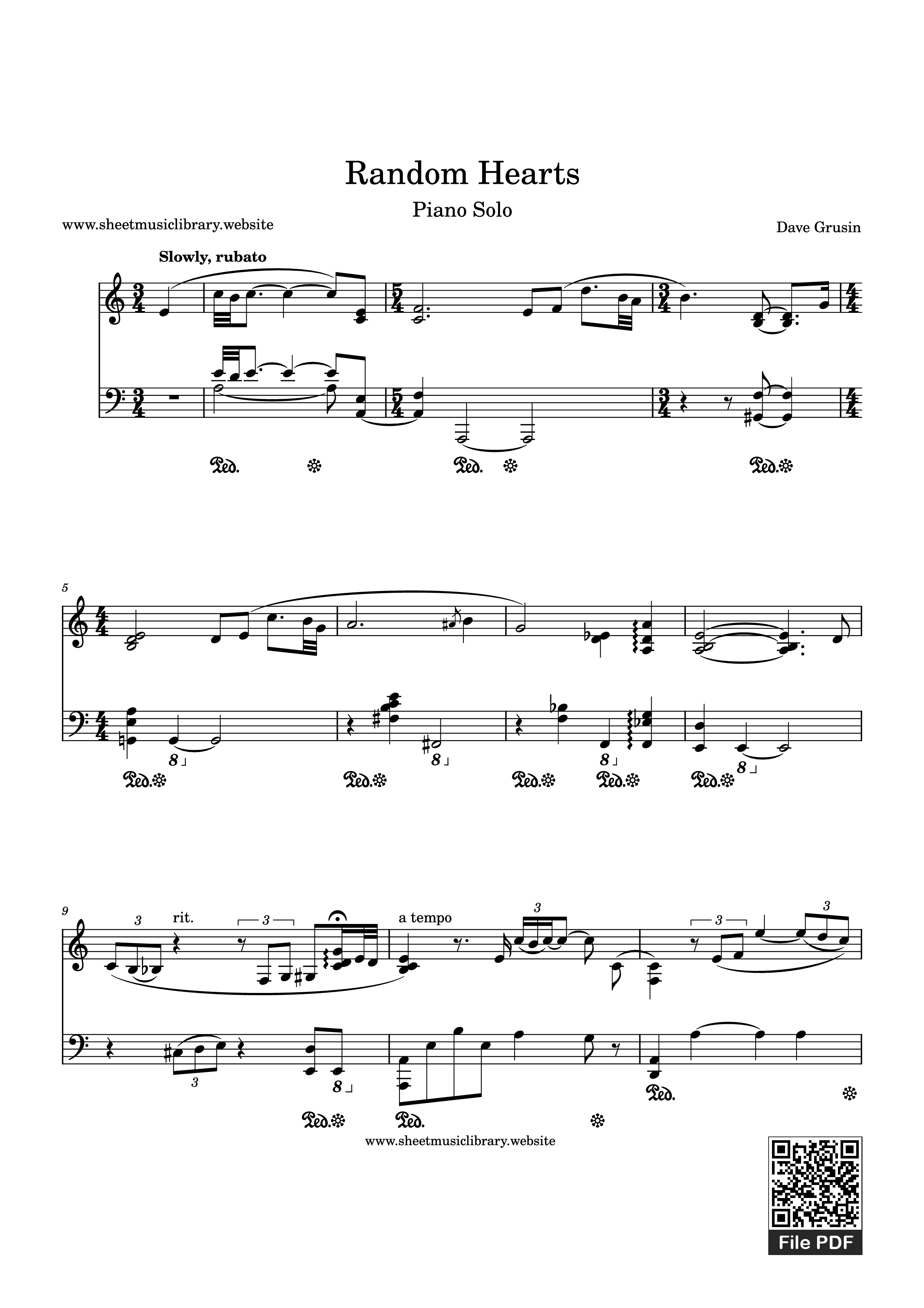 Page 1 of Sheet music PDF Piano Random Hearts Piano - Dave Grusin