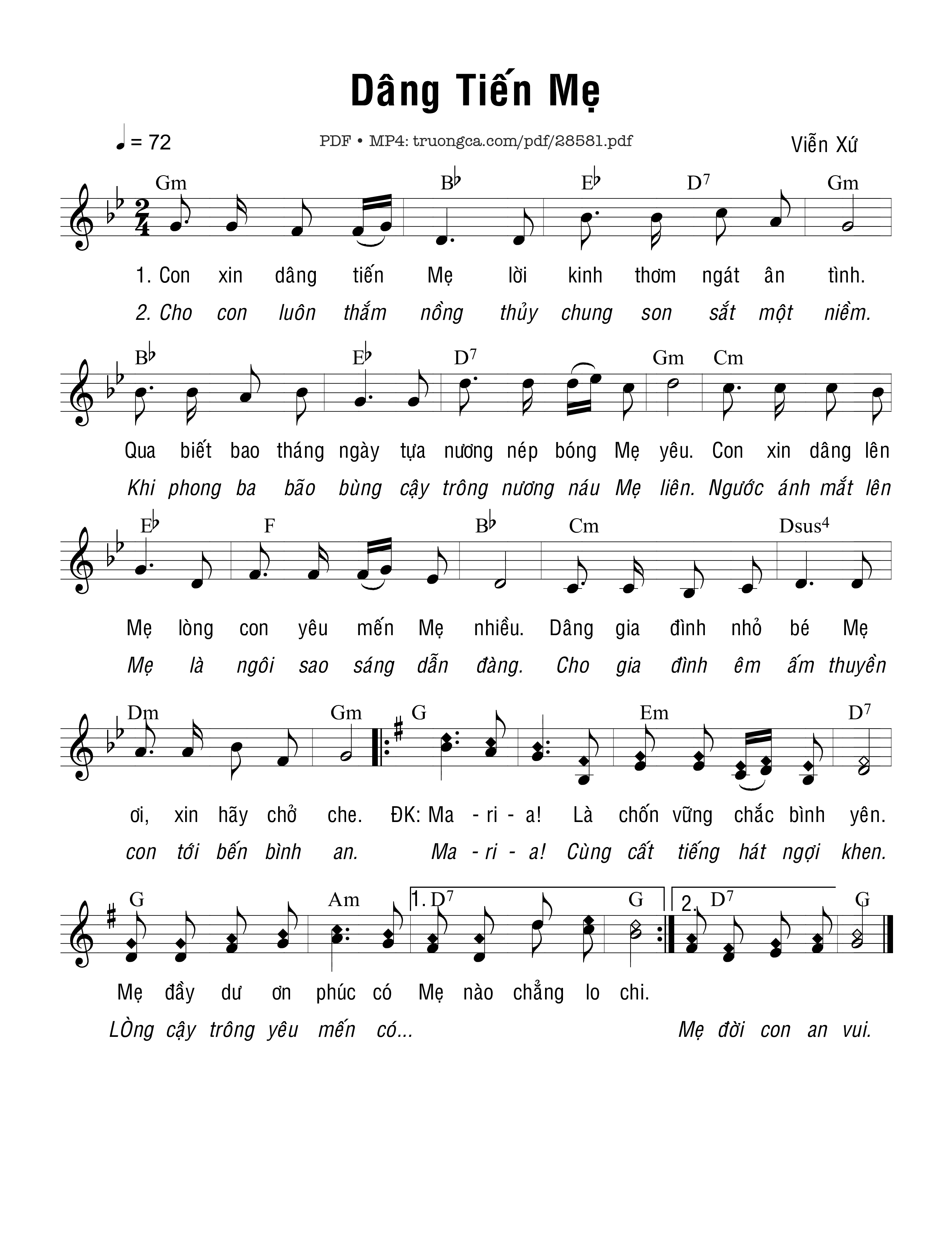 Dâng lên Mẹ yêu dấu lời kinh thiết tha êm đềm, Trang 2
