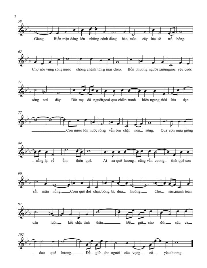 Page 2 of Sheet music PDF Tình ca miệt thứ - Trà Bình
