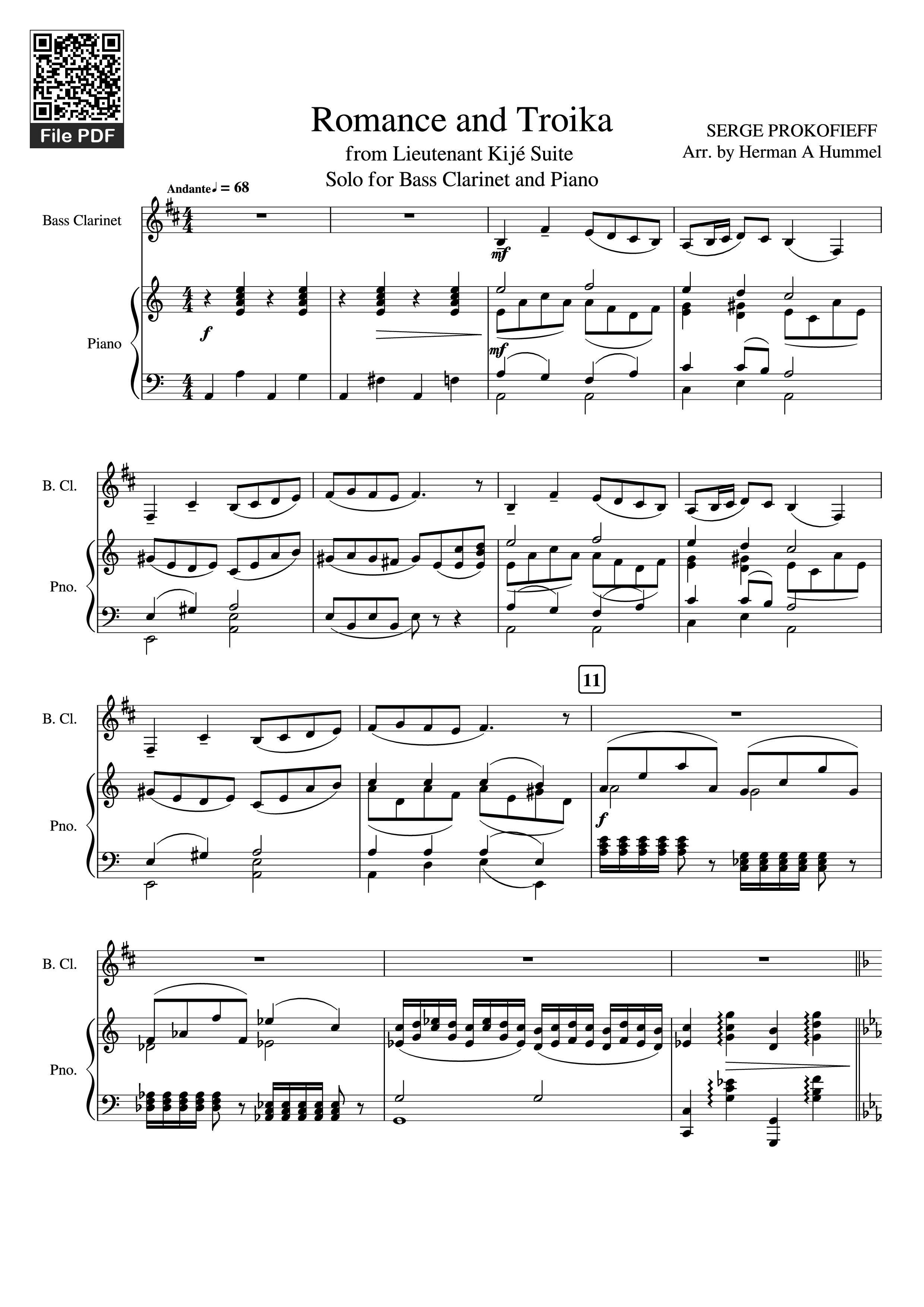 Sheet PDF of Romance and Troika Piano