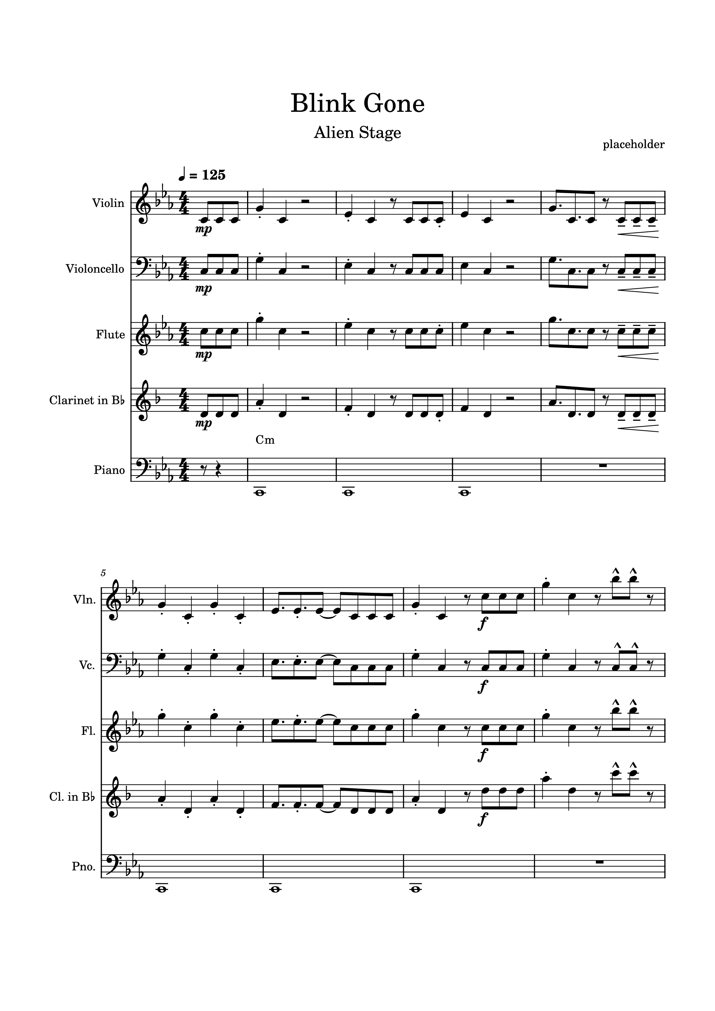 Sheet PDF of Blink Gone Piano