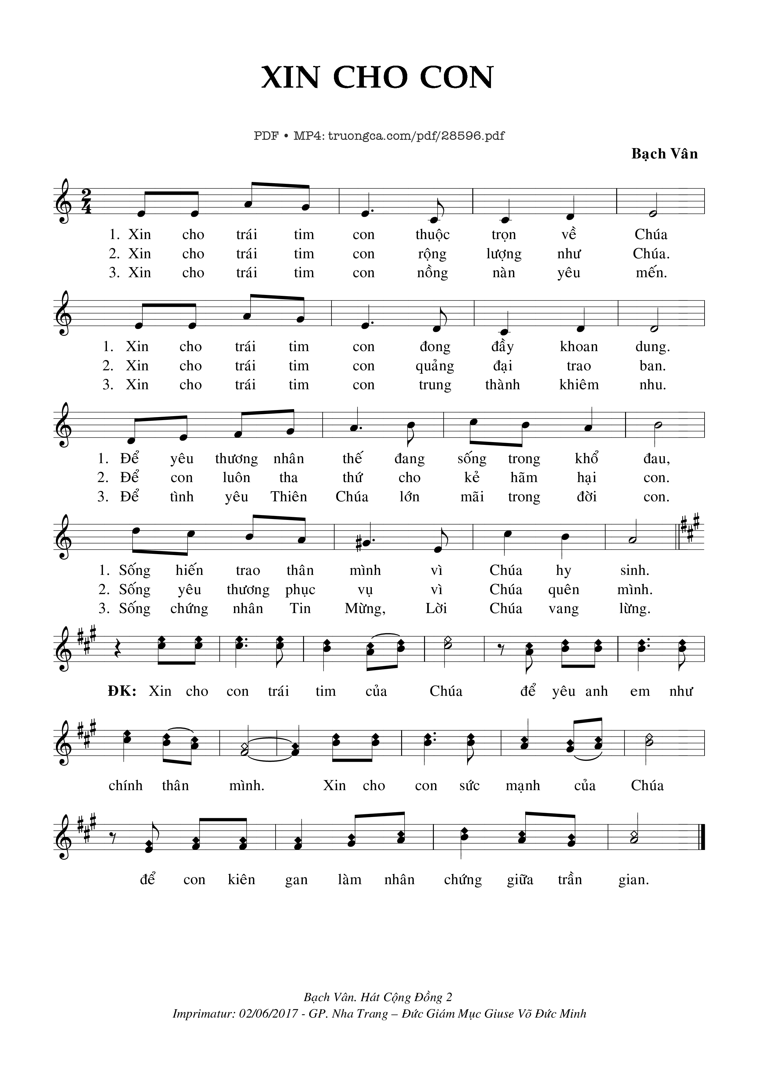 Xin Cho Con - Bạch Vân