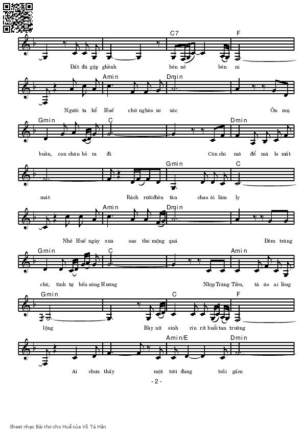 Page 2 of Sheet music PDF Bài thơ cho Huế - Võ Tá Hân