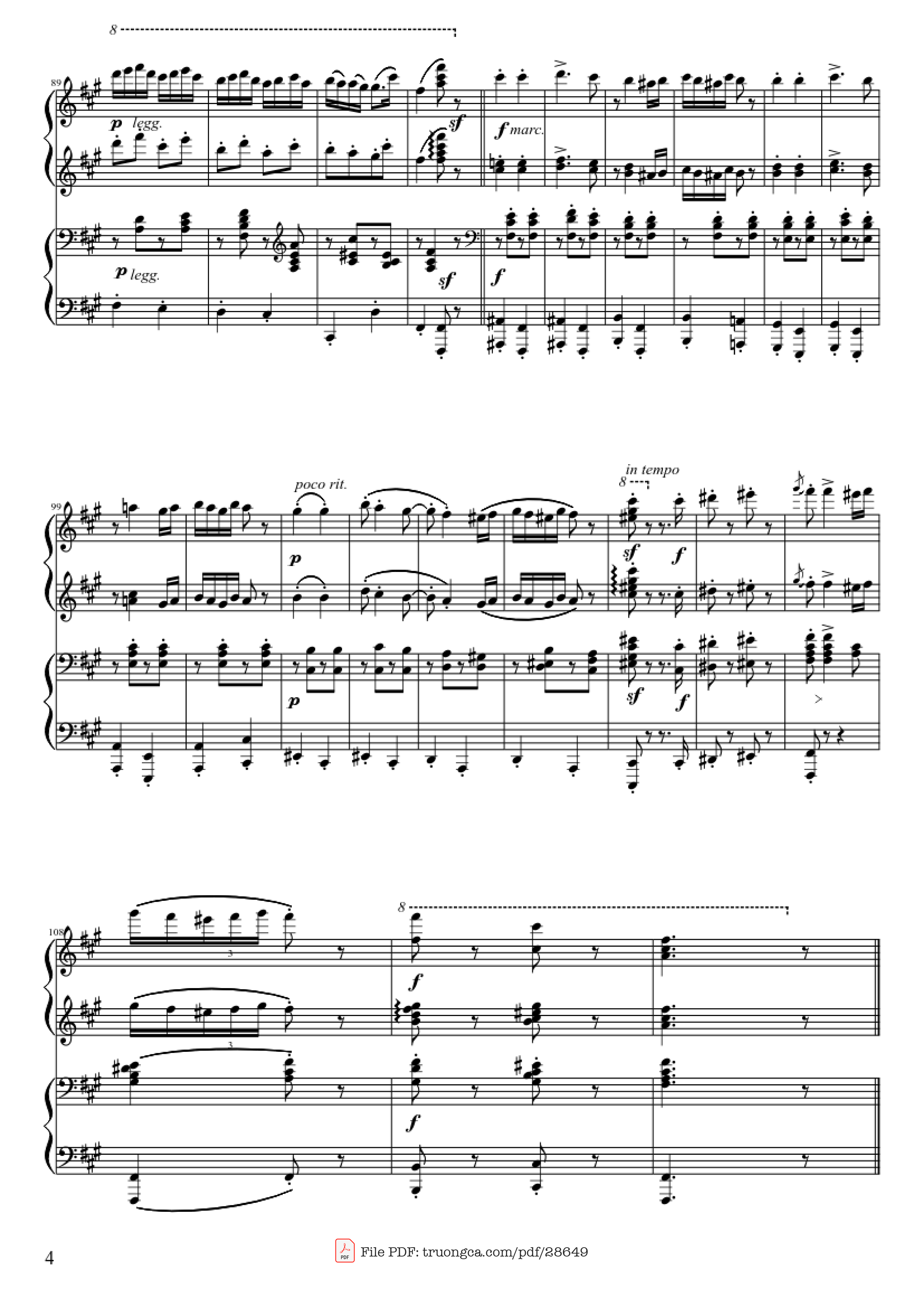 Page 4 of Sheet music PDF Piano Hungarian Dance No. 5 (4 hands Piano) - Johannes Brahms