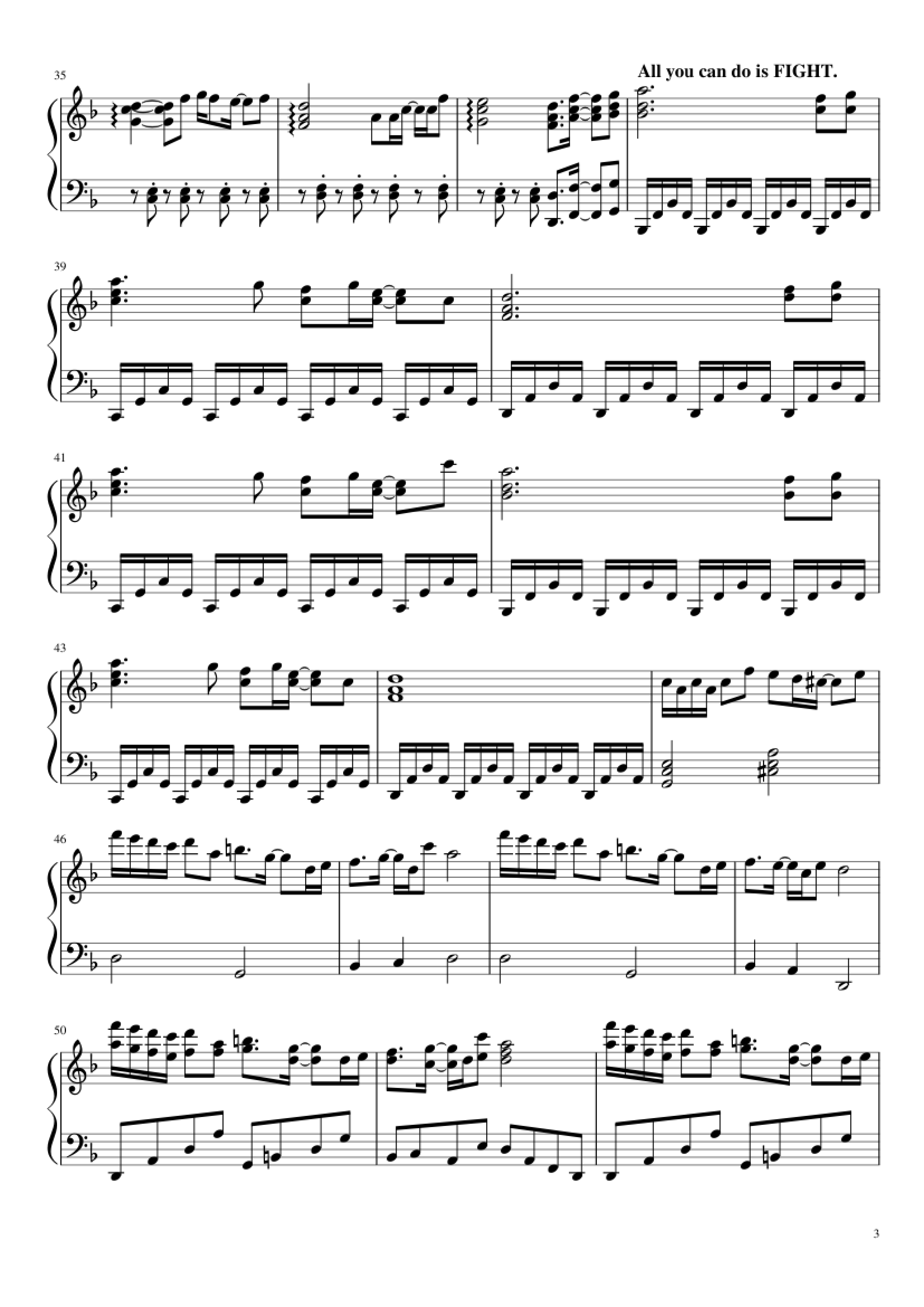 Page 3 of Sheet music PDF Piano Bergentrückung & ASGORE Piano - Toby Fox