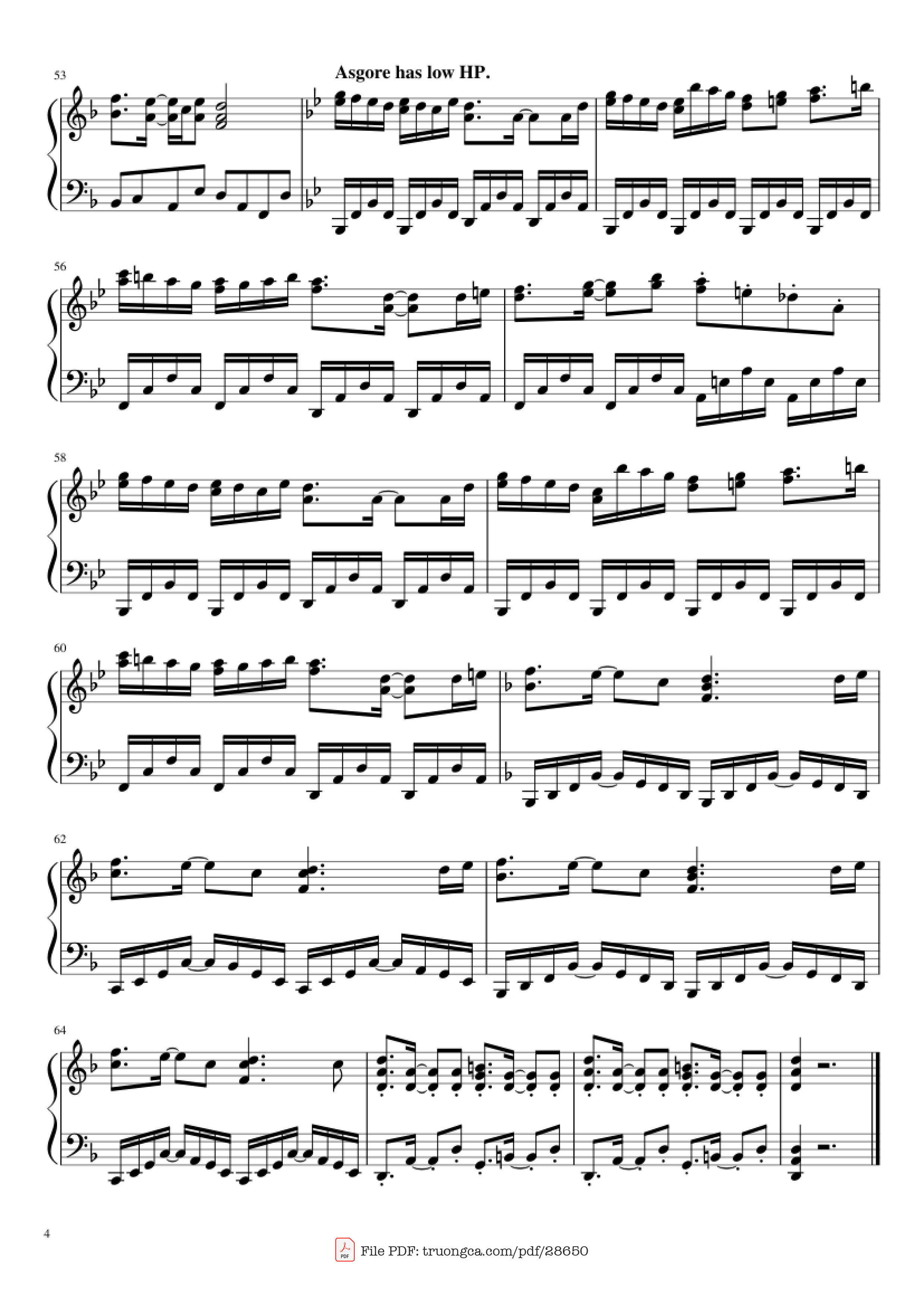 Page 4 of Sheet music PDF Piano Bergentrückung & ASGORE Piano - Toby Fox