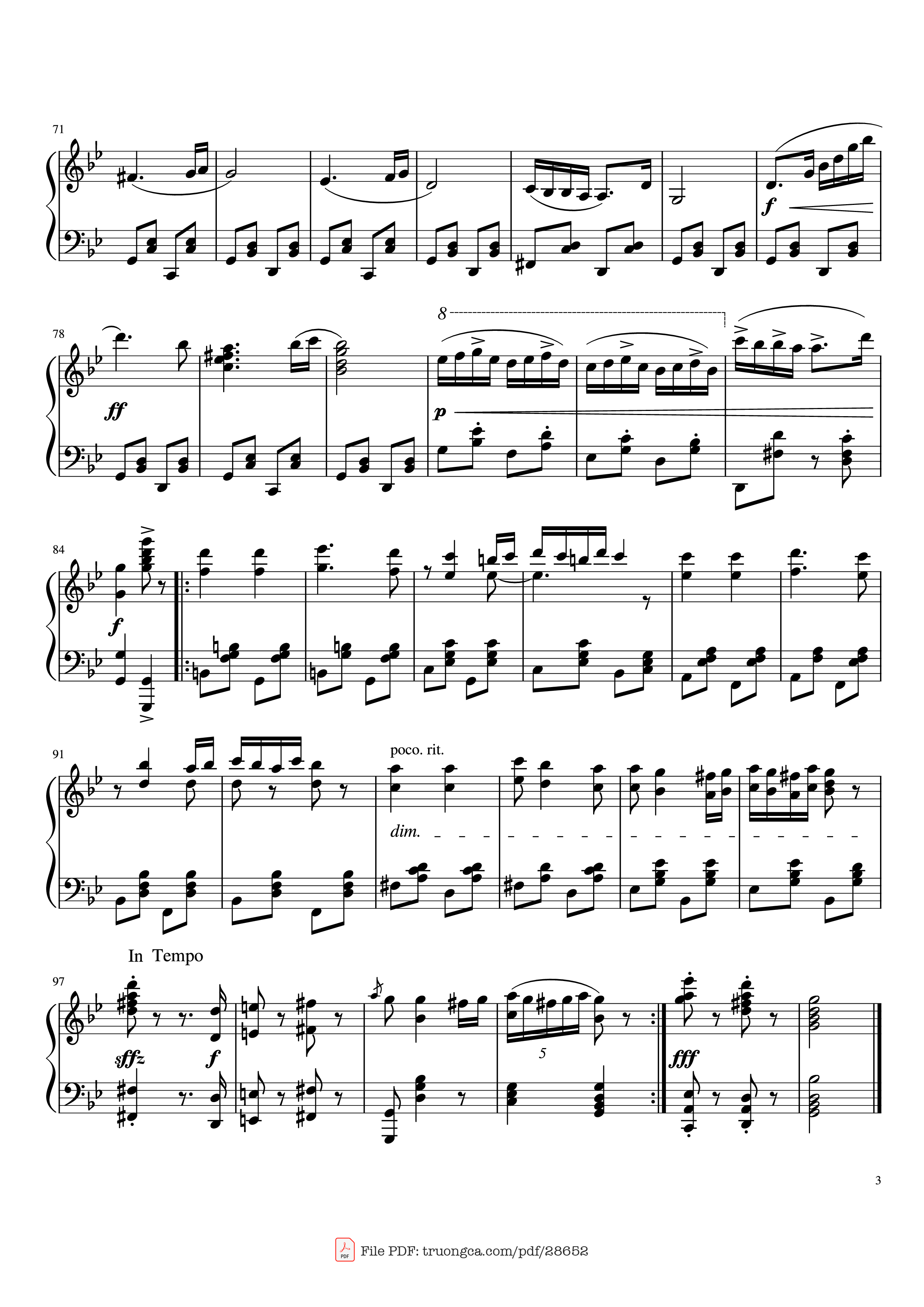 Page 3 of Sheet music PDF Piano Hungarian Dance No. 5 Piano - Johannes Brahms