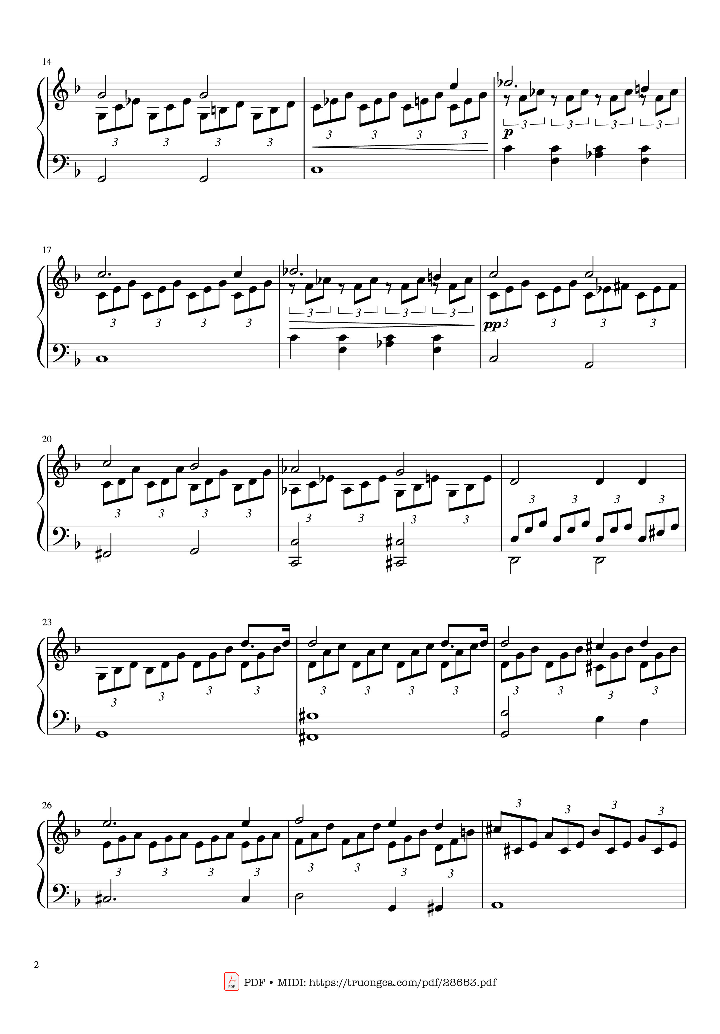 Page 2 of Sheet music PDF Piano Moonlight Sonata 1st Movement Piano (Easy ver.) - Ludwig Van Beethoven