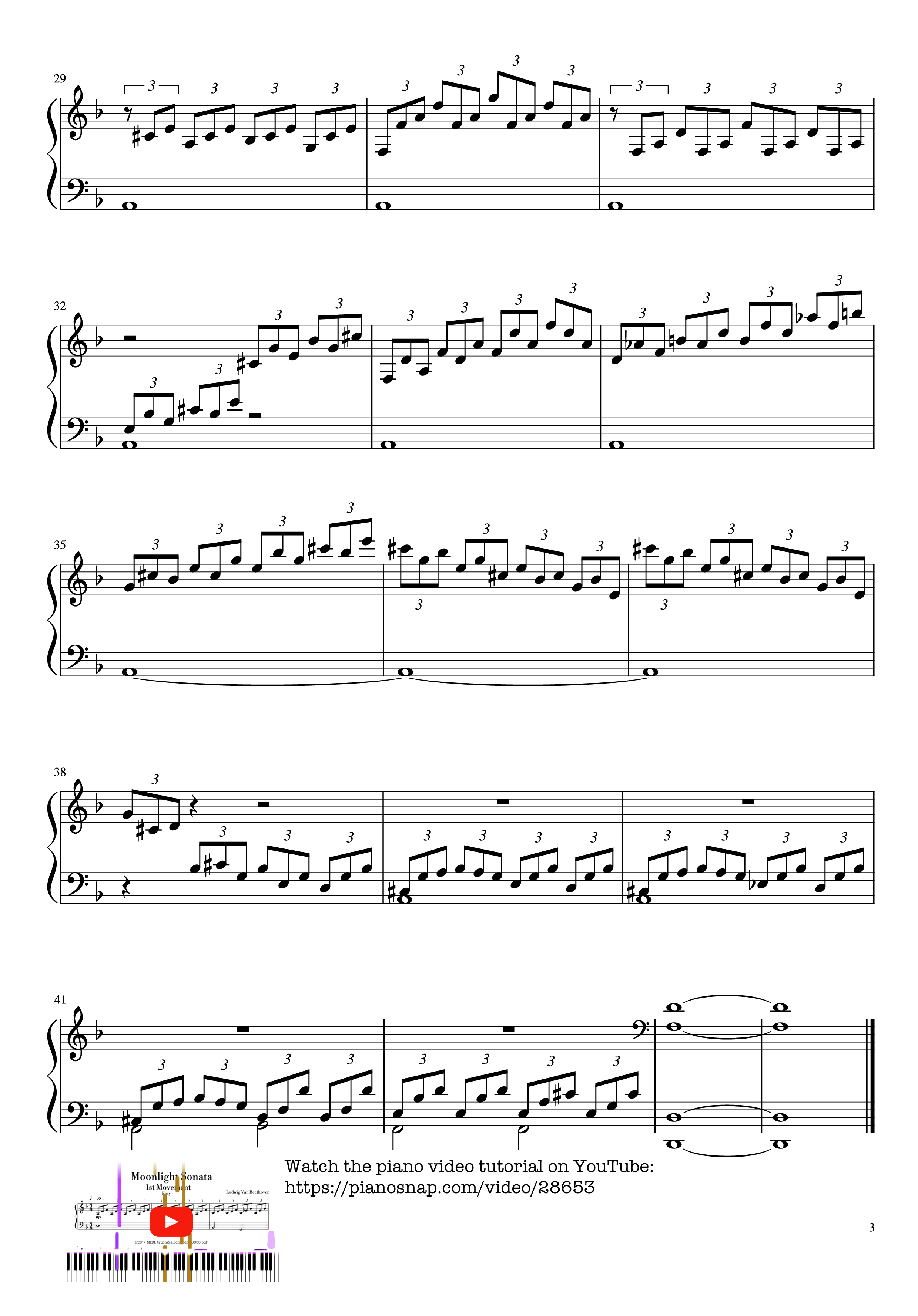 Page 3 of Sheet music PDF Piano Moonlight Sonata 1st Movement Piano (Easy ver.) - Ludwig Van Beethoven