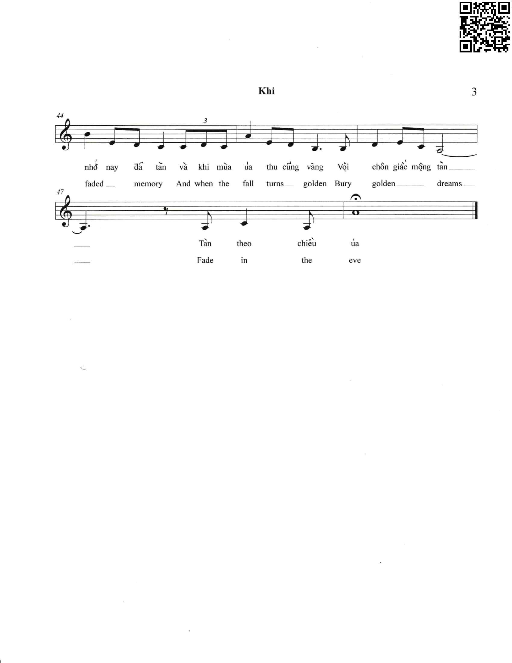 Page 3 of Sheet music PDF Khi (When) - Việt Phương