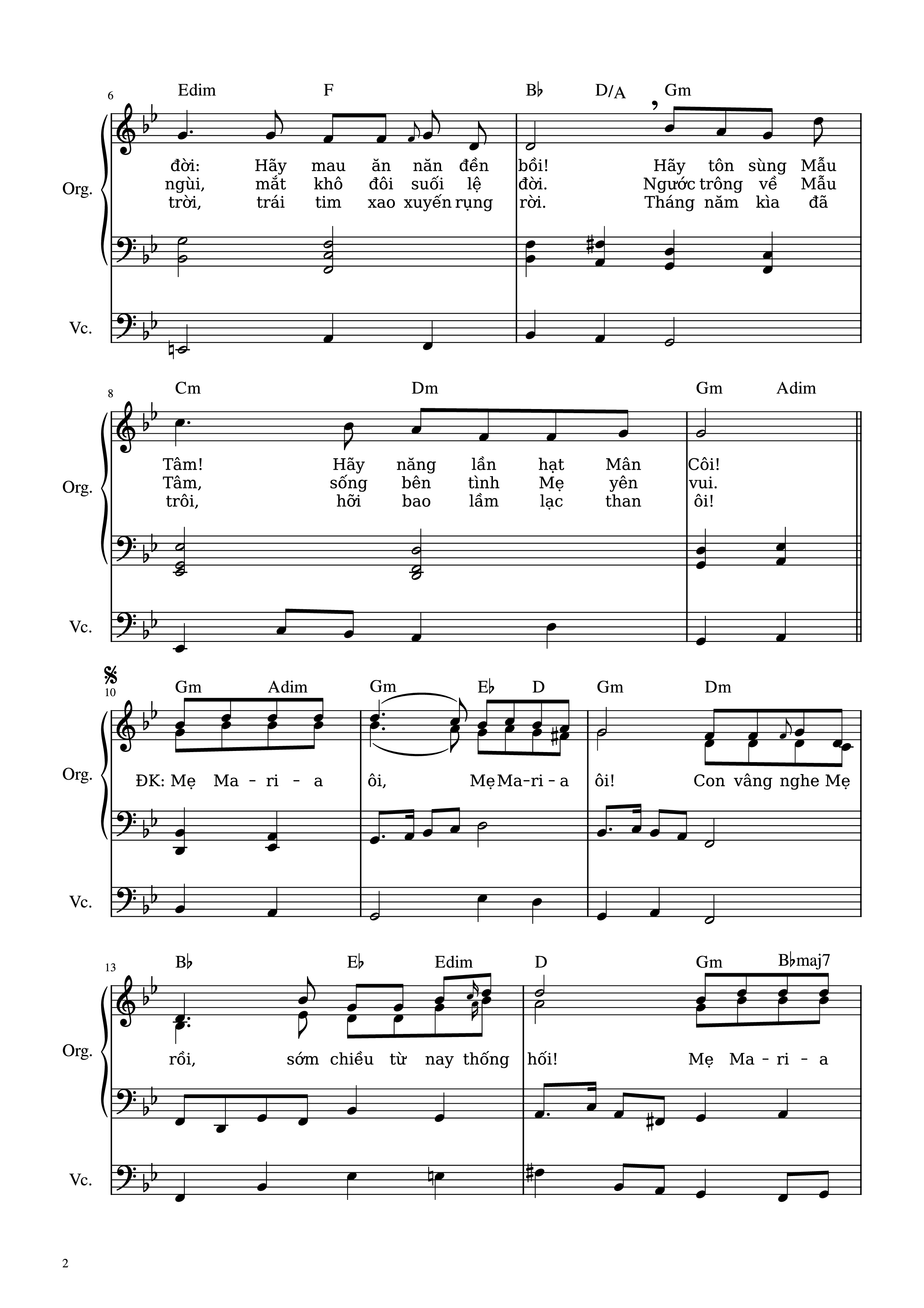 Page 2 of Sheet music PDF Lời Mẹ Nhắn Nhủ (Organ - Violin) - Lm. Huyền Linh