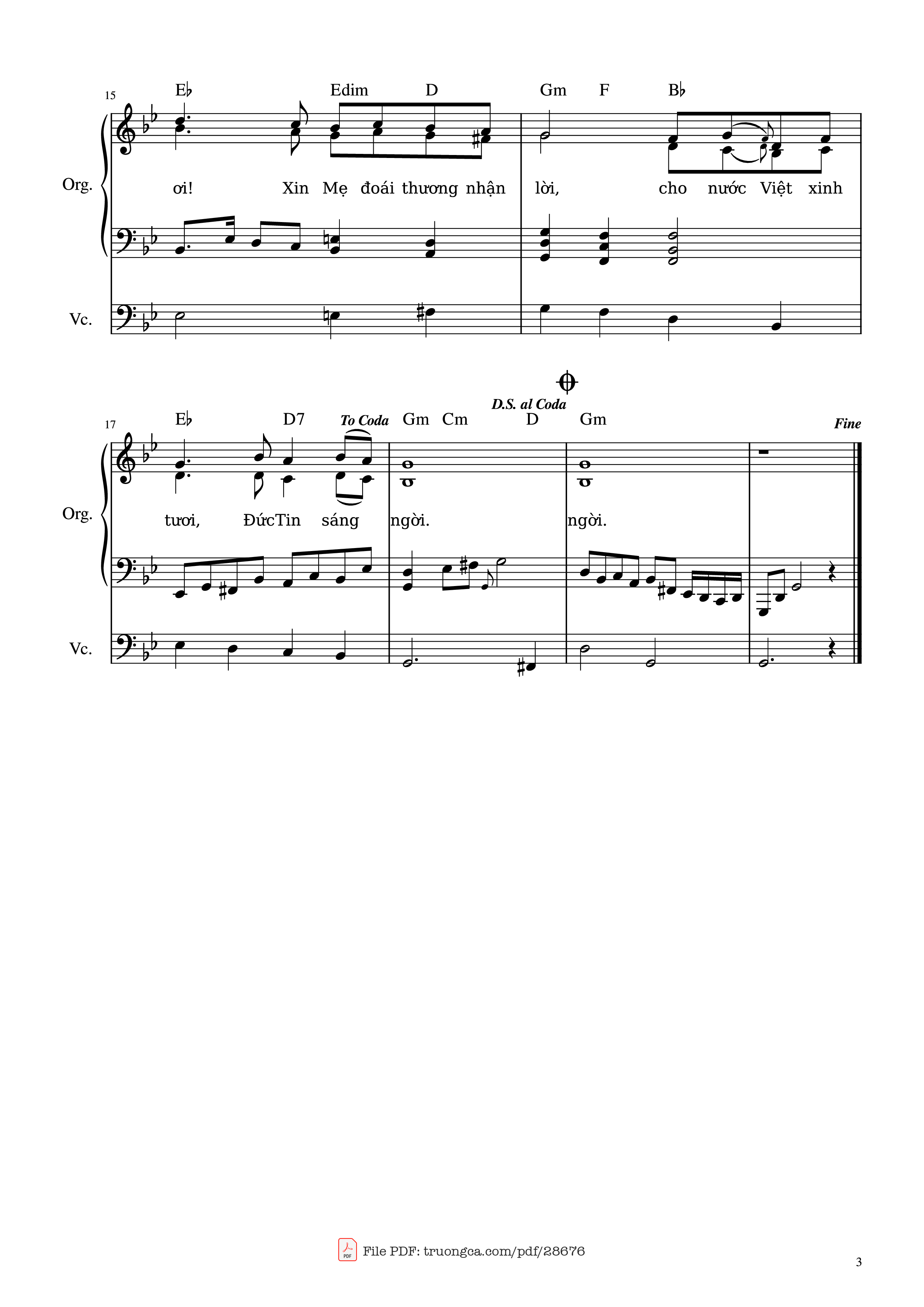 Page 3 of Sheet music PDF Lời Mẹ Nhắn Nhủ (Organ - Violin) - Lm. Huyền Linh