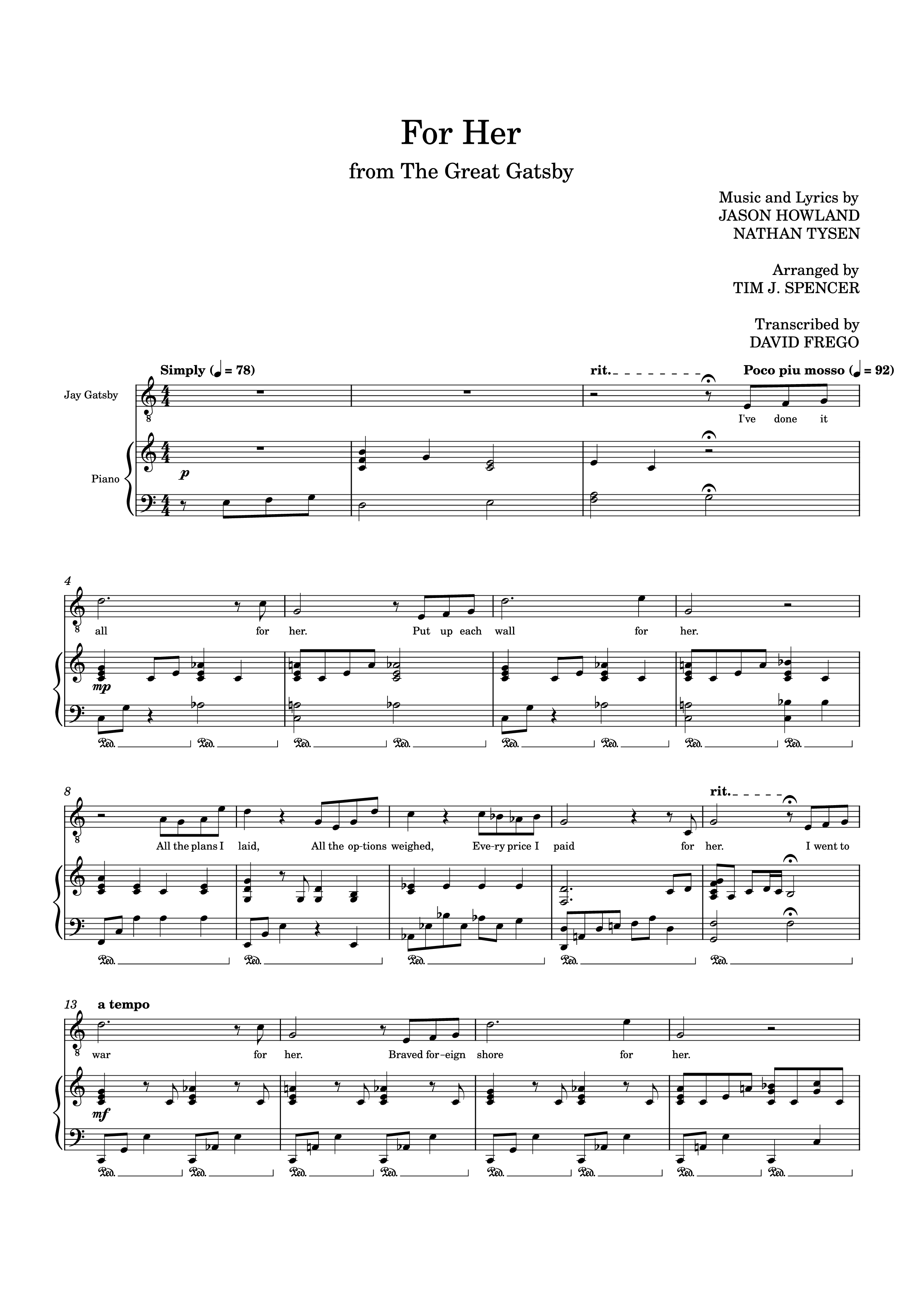 Page 1 of Sheet music PDF Piano For Her Piano - Music and Lyrics by
