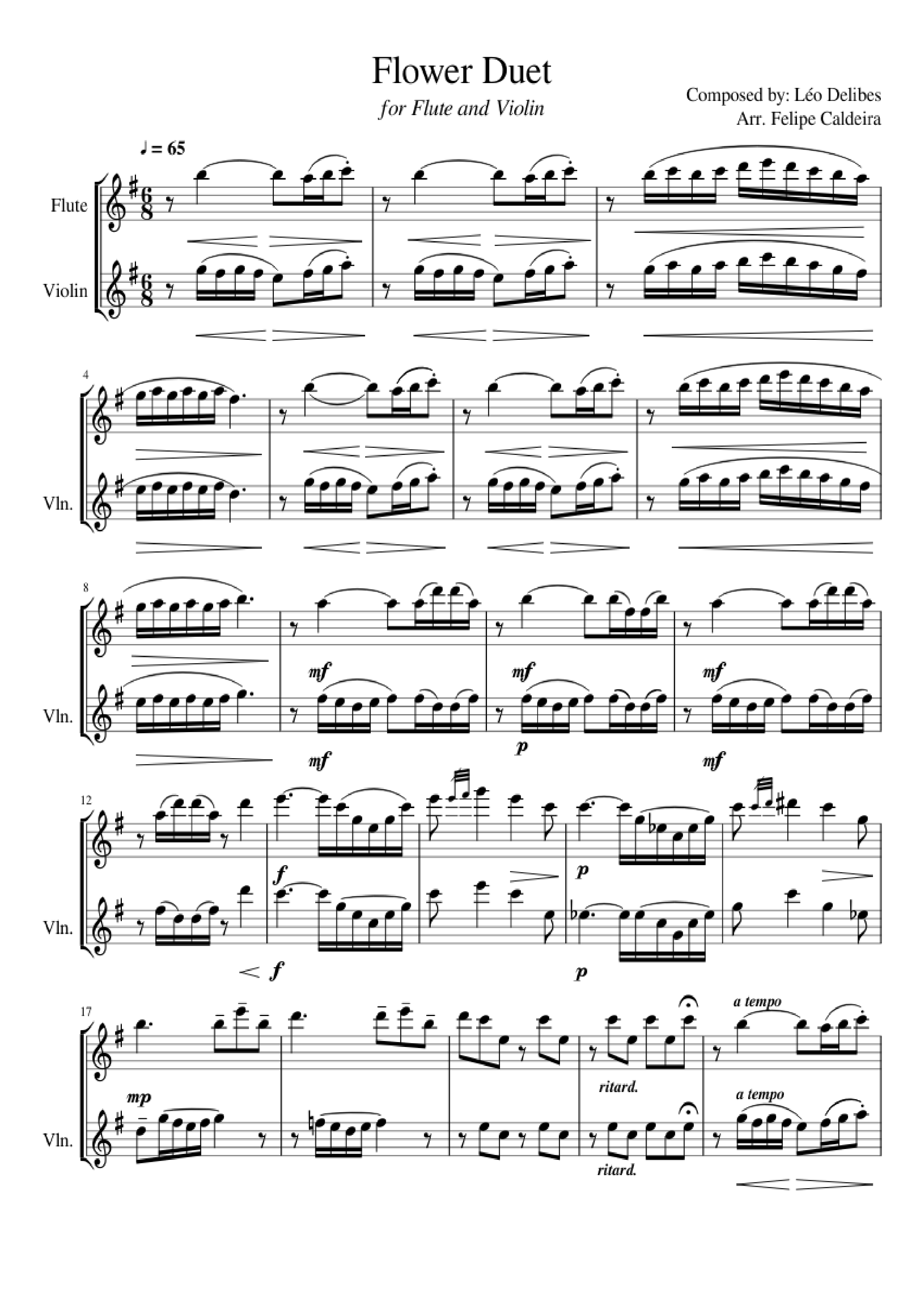 Sheet PDF of Flower Duet Violin