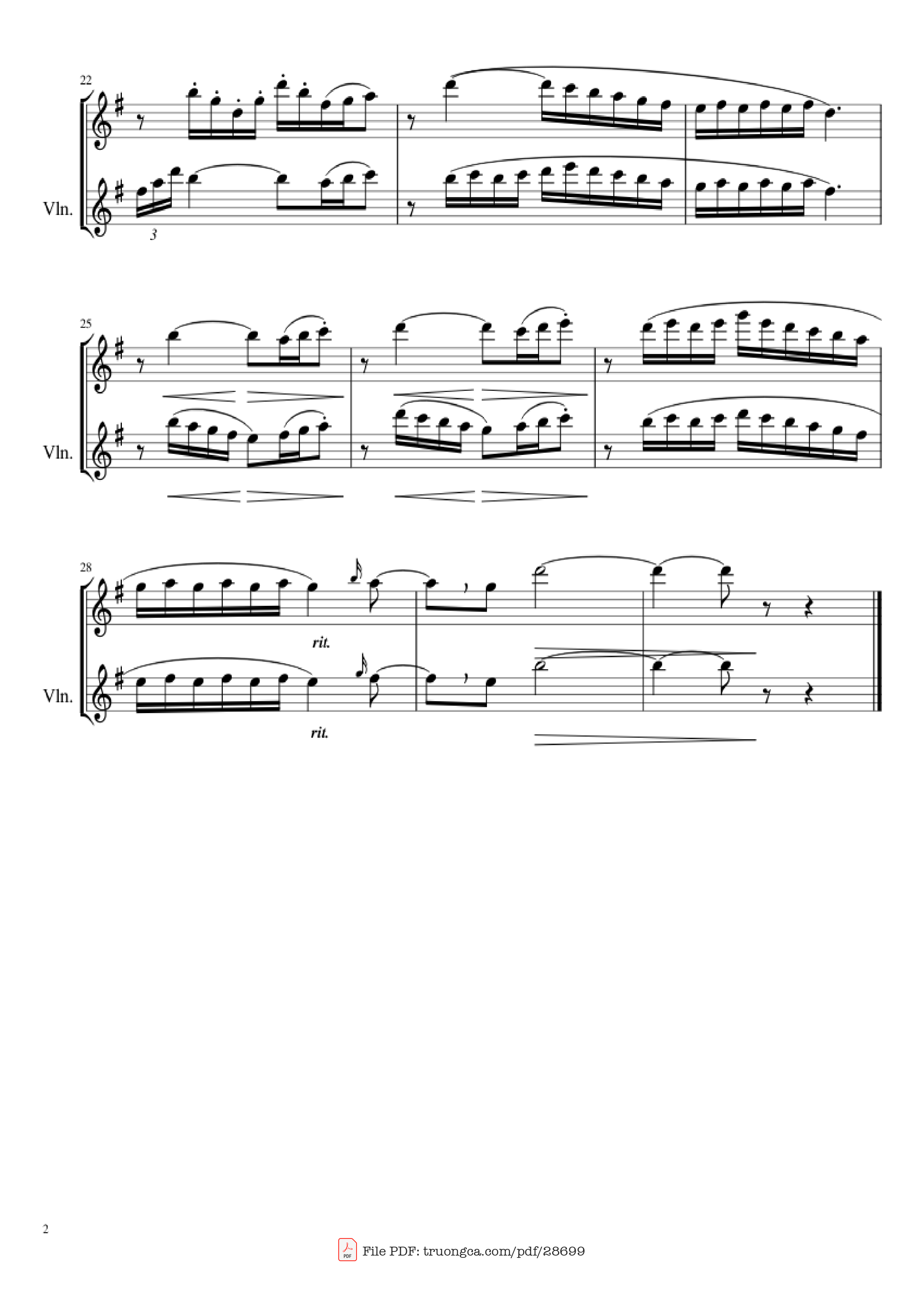 Page 2 of Sheet music PDF Flower Duet Violin - Composed by: Léo Delibes Arr. Felipe Caldeira