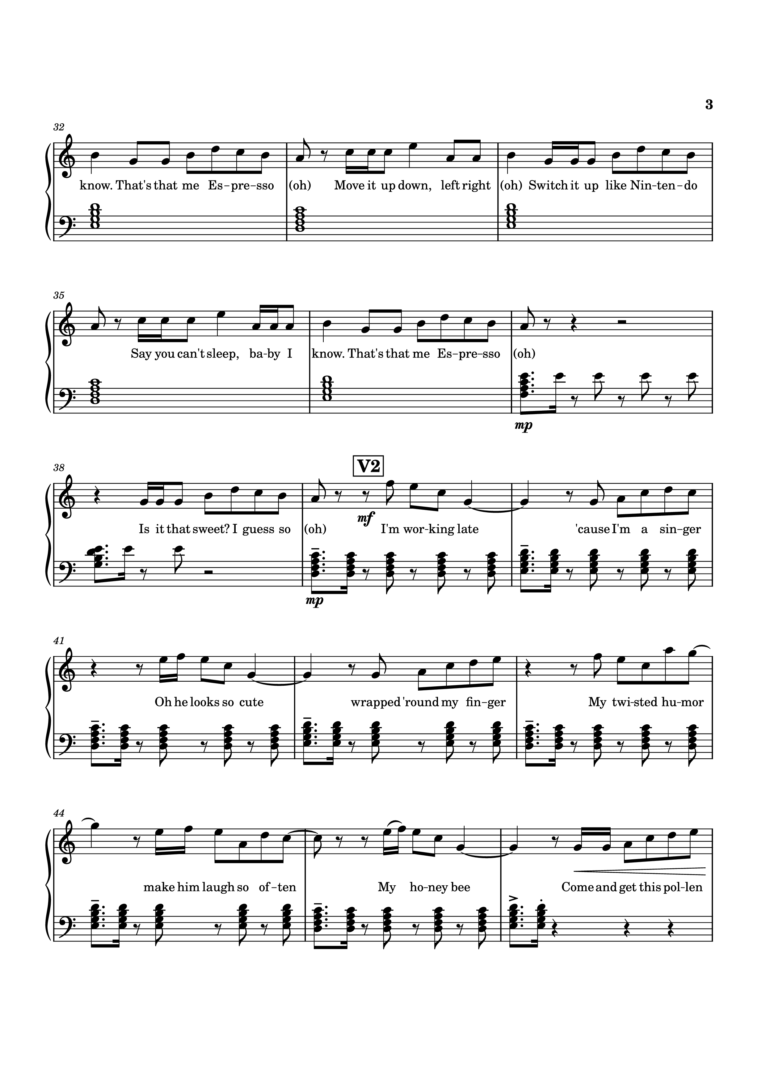 Page 3 of Sheet music PDF Piano Espresso Piano - Sabrina Carpenter, arr. NikKeys