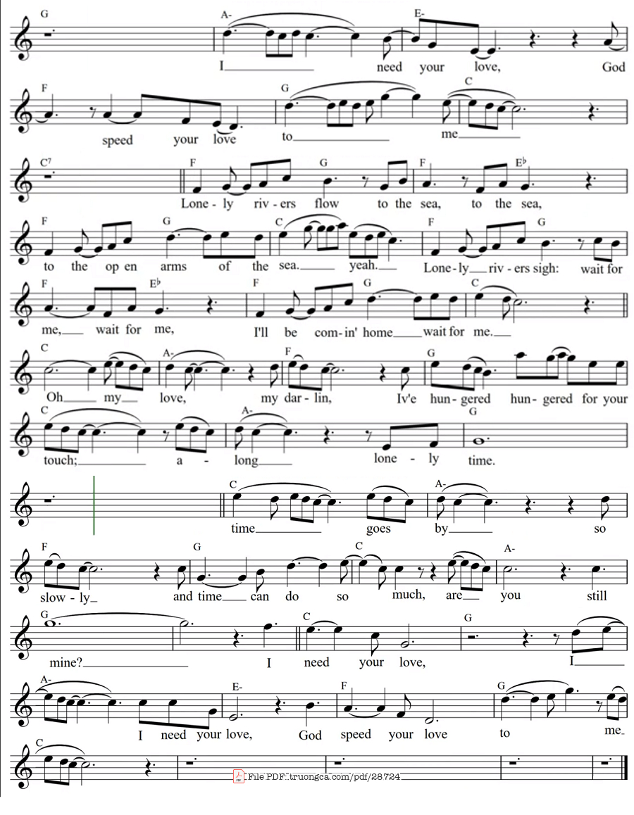 Page 2 of Sheet music PDF Unchained Melody - Chưa Chọn