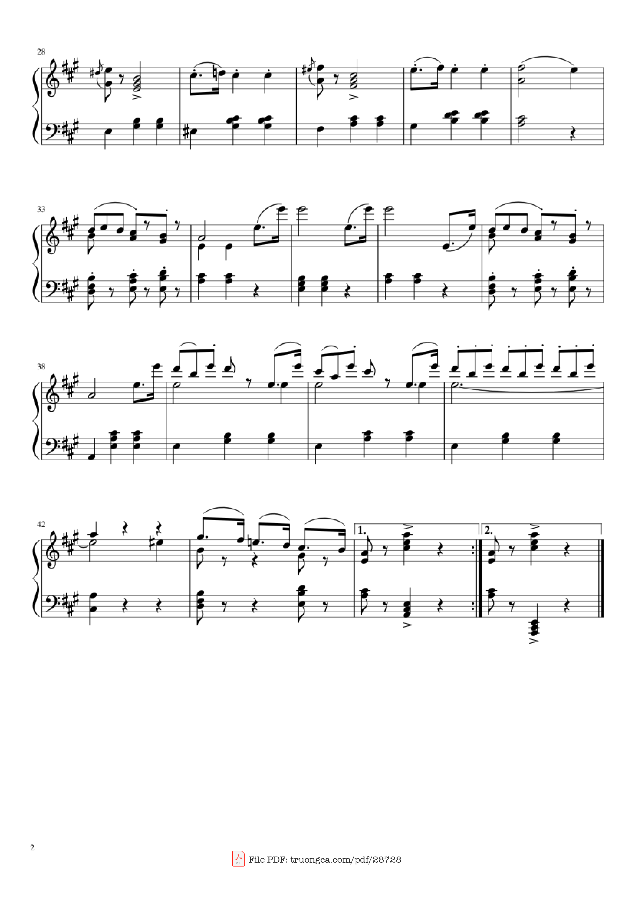Page 2 of Sheet music PDF Piano La Donna È Mobile Piano - Giuseppe Verdi