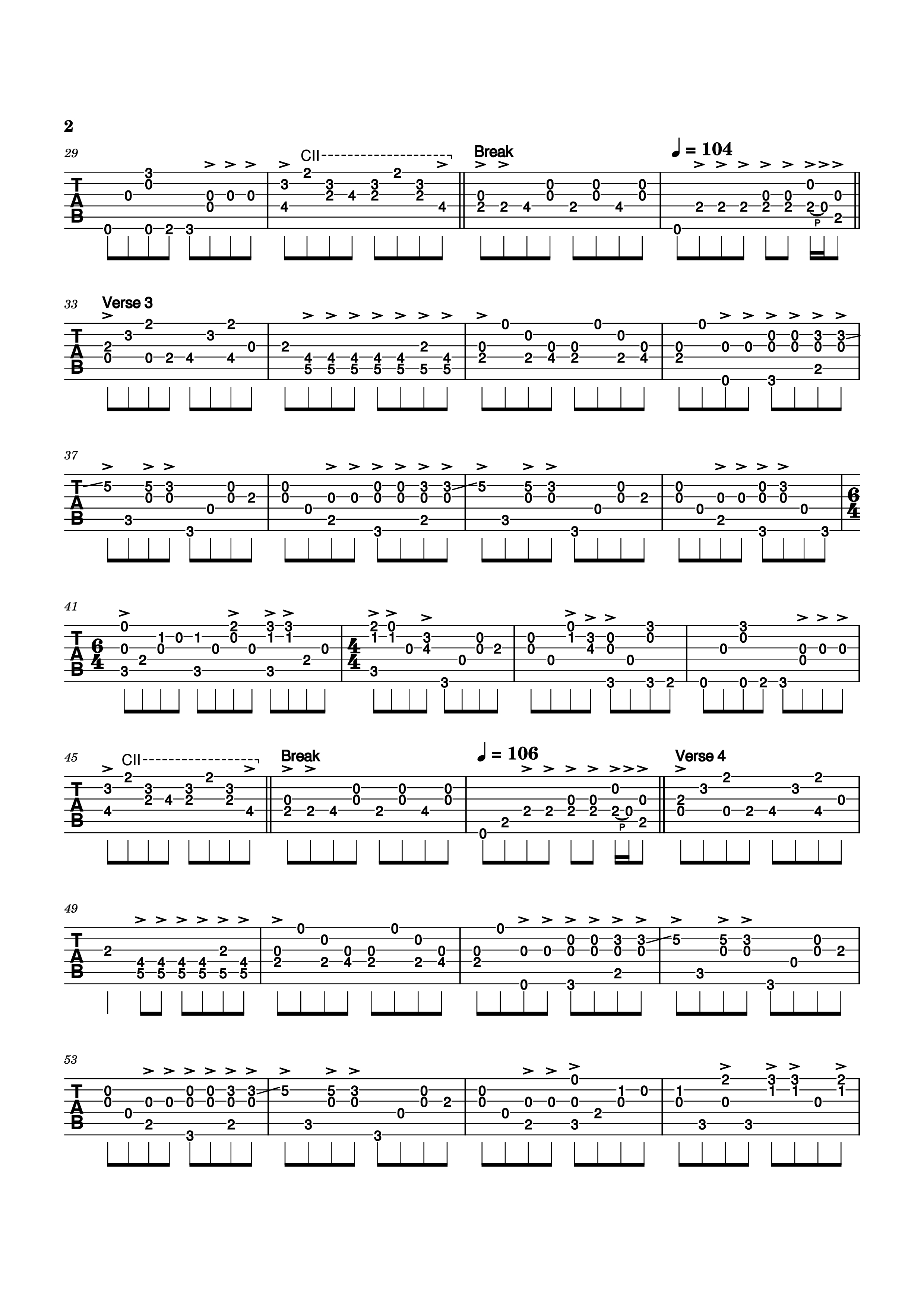 Page 2 of Sheet music PDF Guitar Tab The Sound of Silence (v2) Guitar TAB - Paul Simon