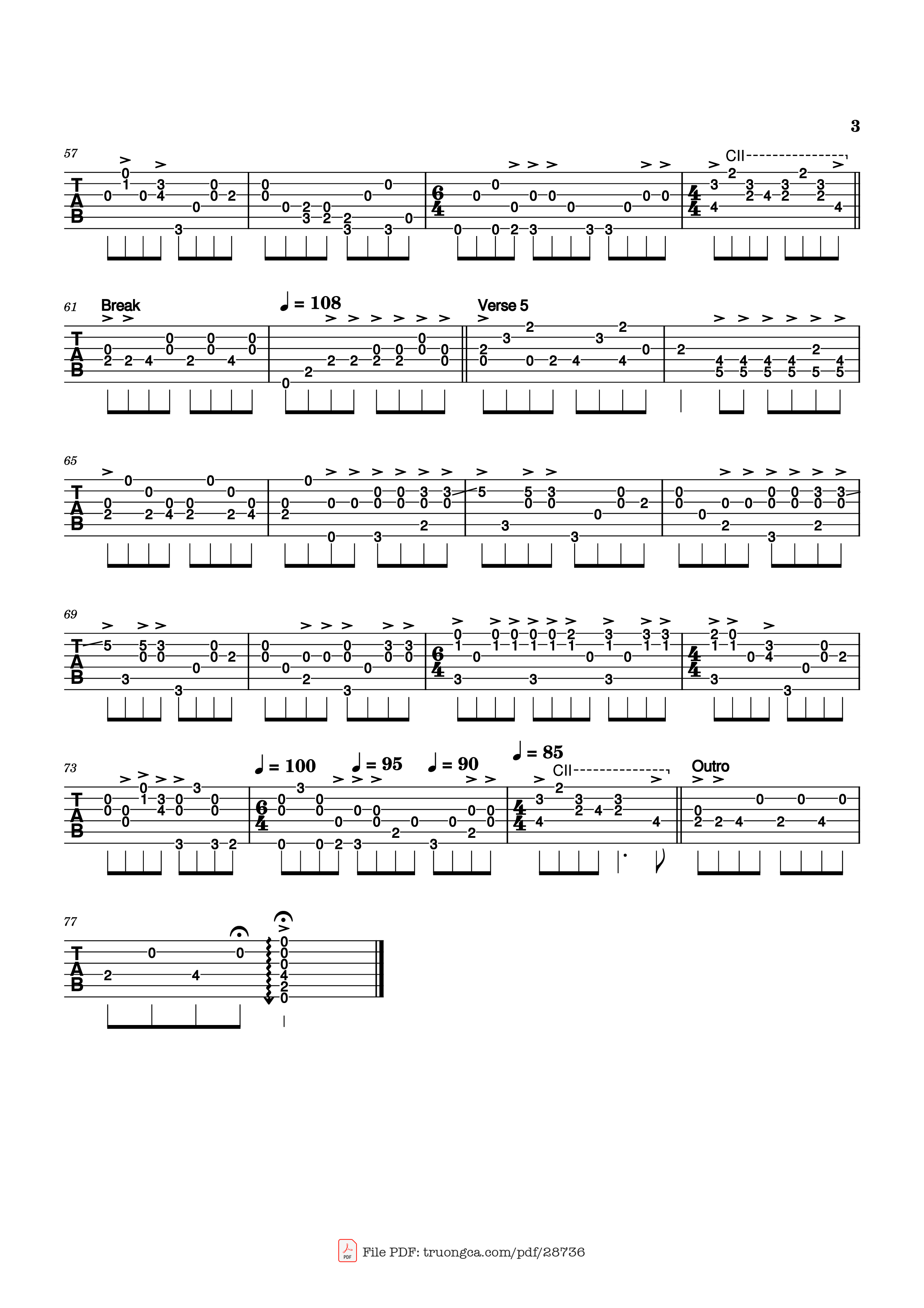 Page 3 of Sheet music PDF Guitar Tab The Sound of Silence (v2) Guitar TAB - Paul Simon