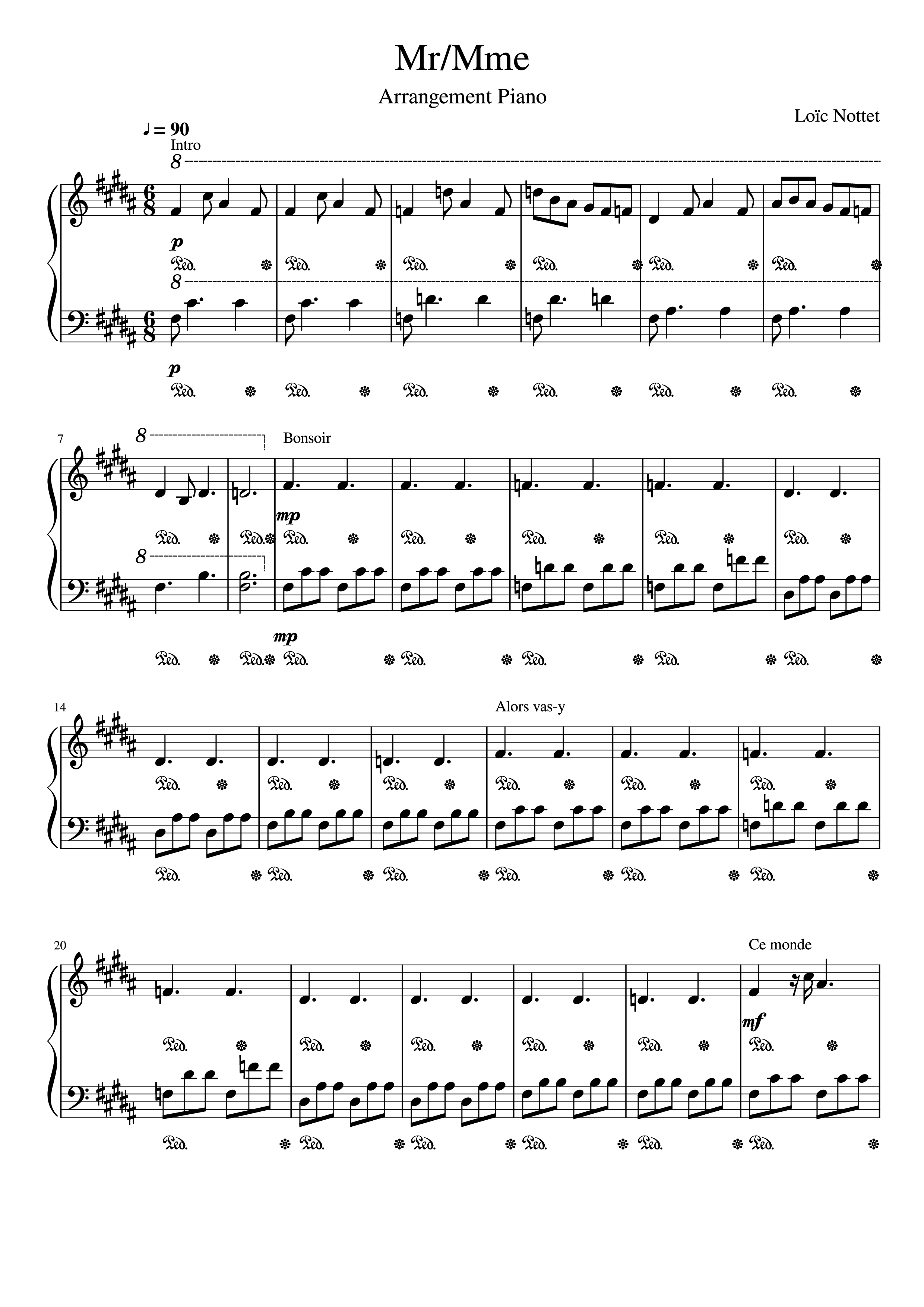 Page 1 of Sheet music PDF Piano Mr/Mme Piano - Loïc Nottet