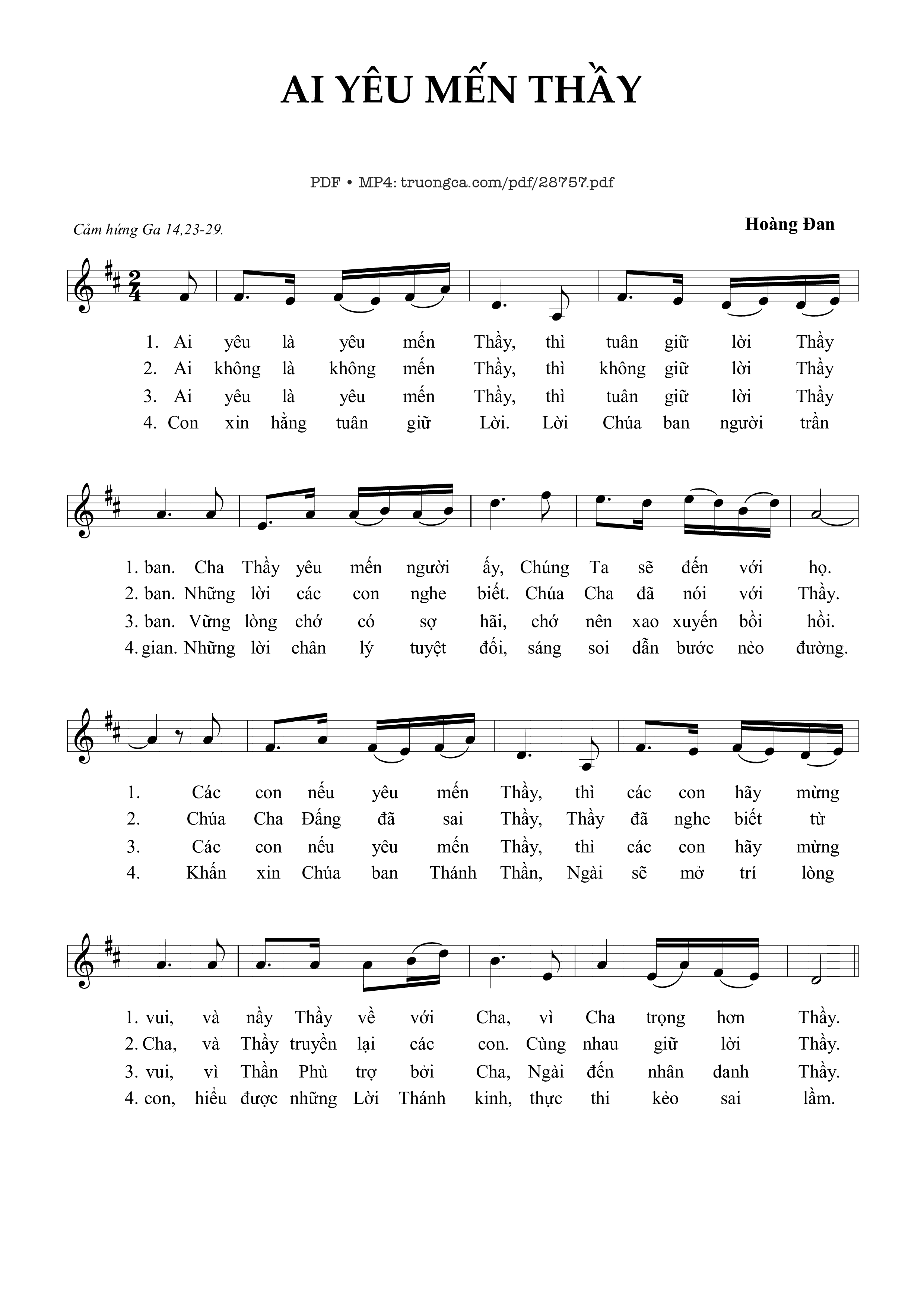 Sheet PDF of Ai Yêu Mến Thầy