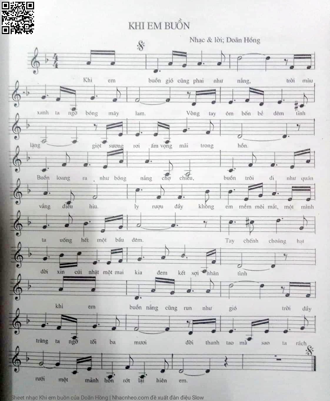 Page 1 of Sheet music PDF Khi em buồn - Doãn Hồng