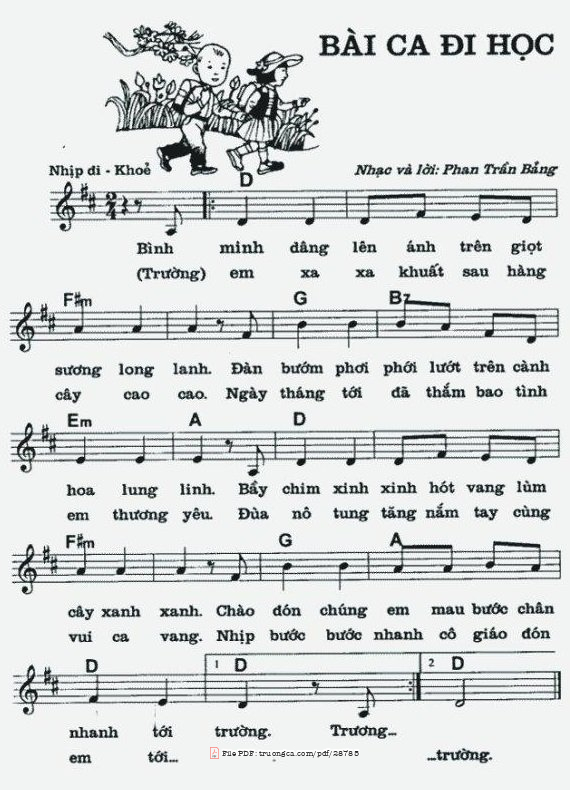 Page 1 of Sheet music PDF Bài Ca Đi Học - Phan Trần Bảng